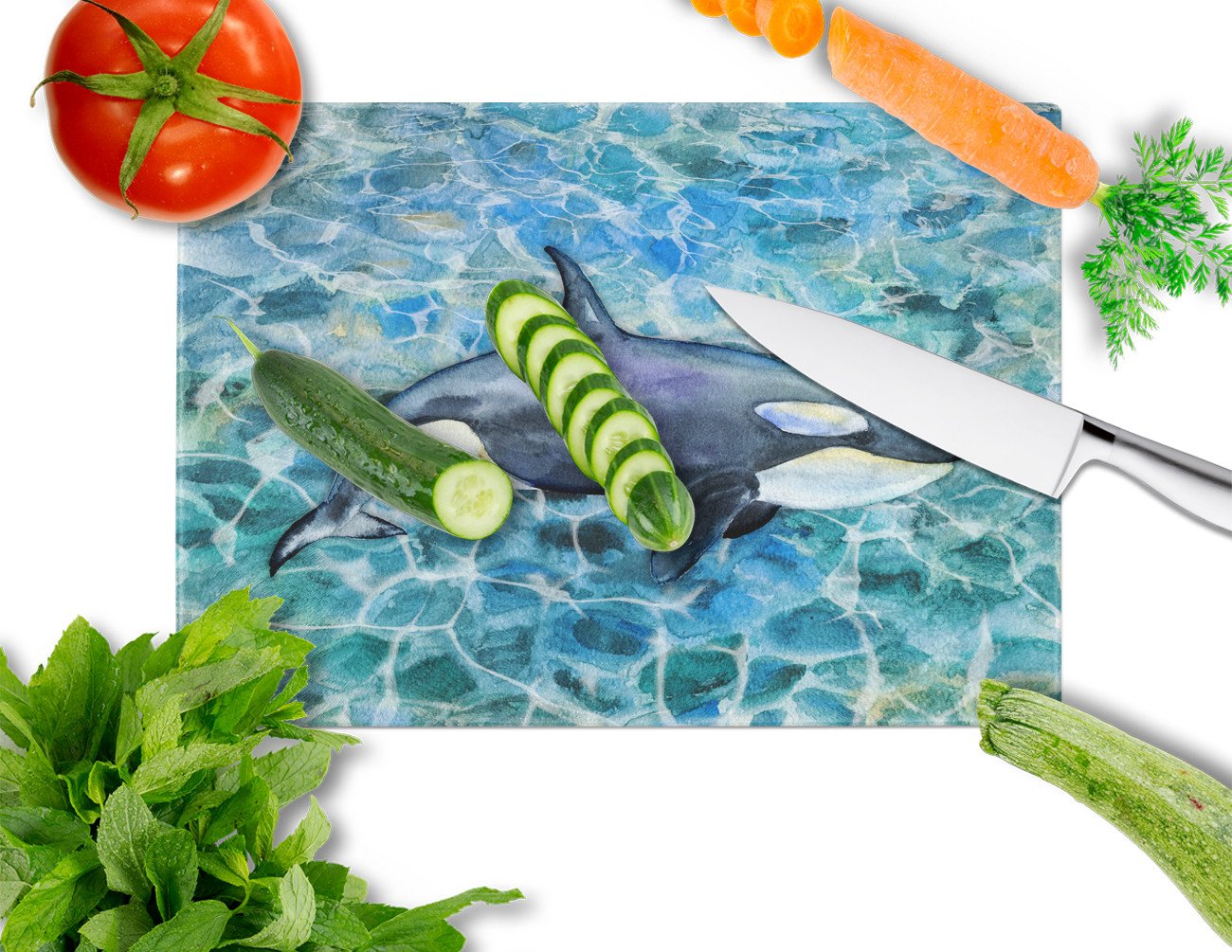 Killer Whale Orca Glass Cutting Board Large BB5334LCB by Caroline's Treasures