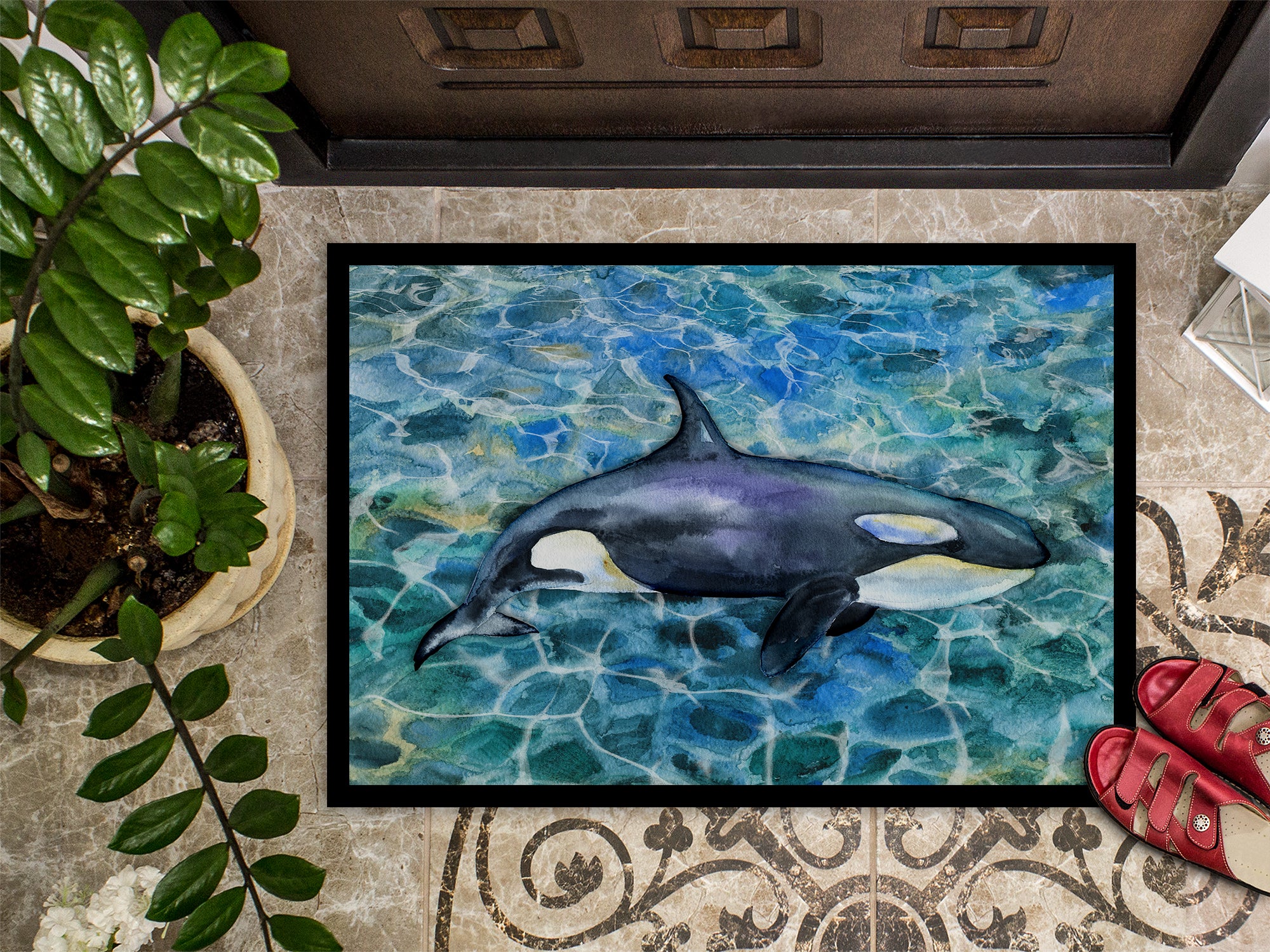 Killer Whale Orca Indoor or Outdoor Mat 18x27 BB5334MAT - the-store.com