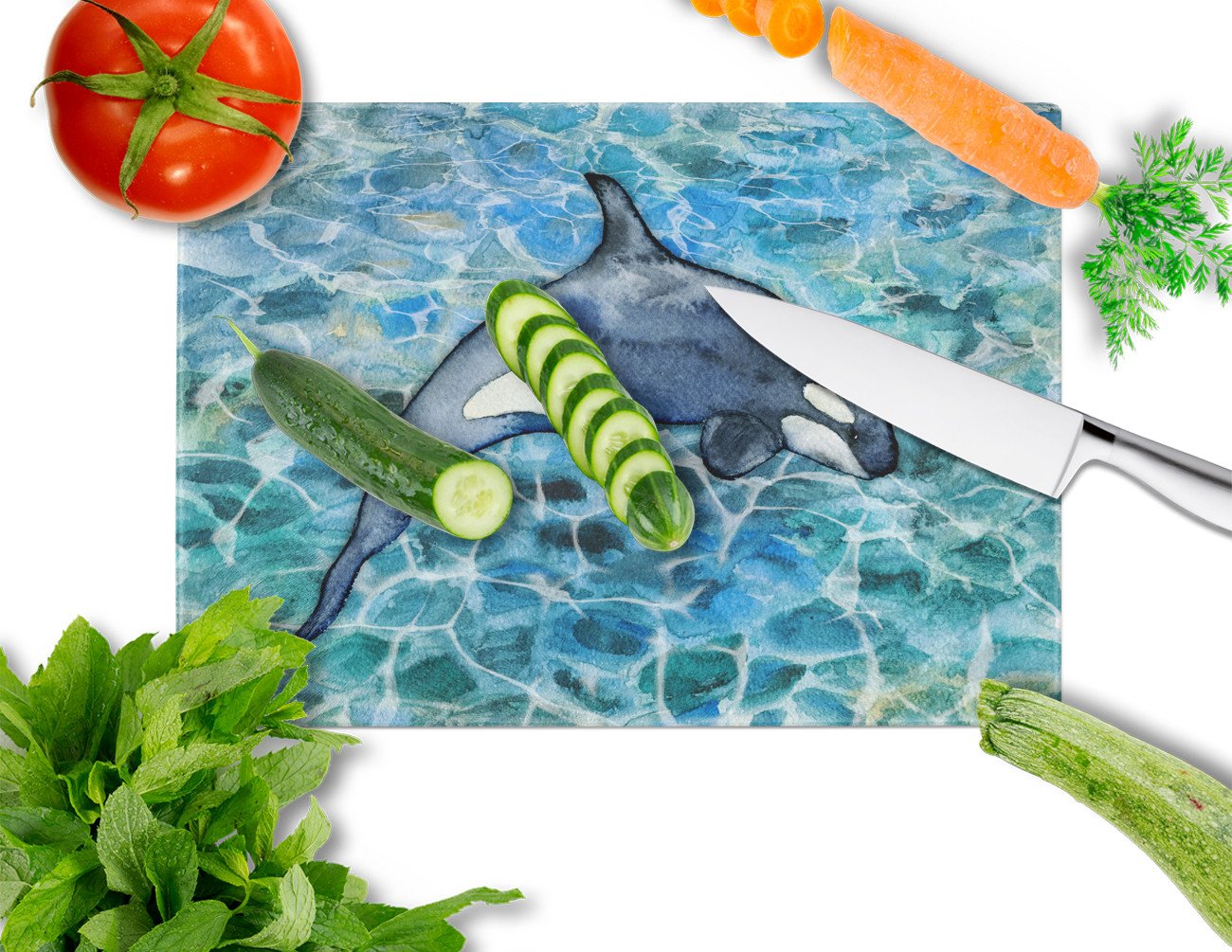 Killer Whale Orca #2 Glass Cutting Board Large BB5335LCB by Caroline's Treasures