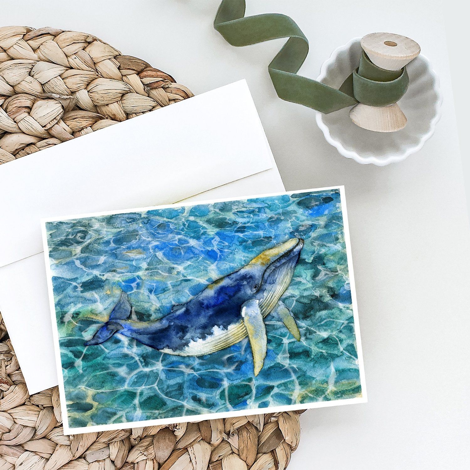 Caroline's Treasures Humpback Whale Greeting Cards - Blank Note Cards – 8-Pack of Artist-Designed Cards with Envelopes