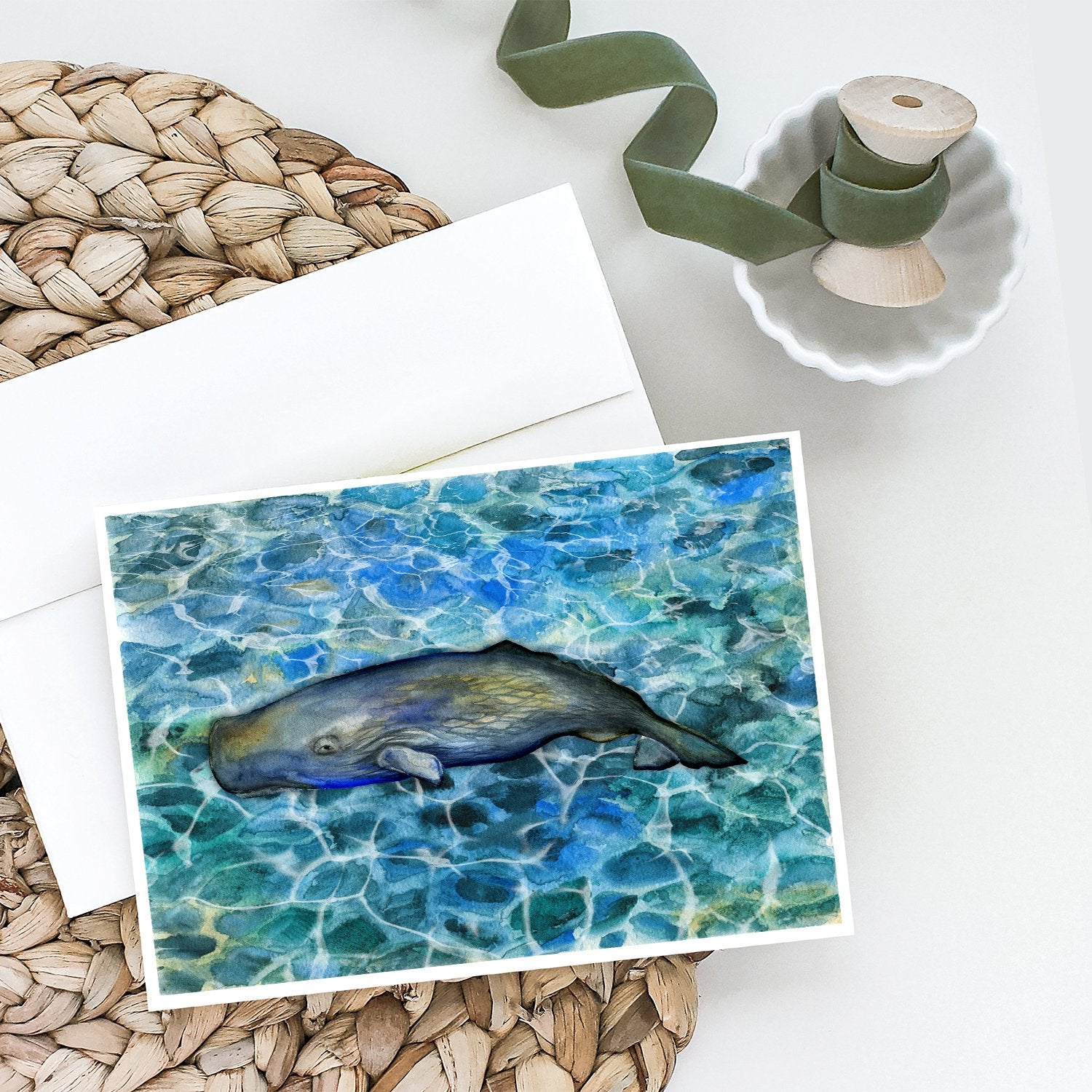 Caroline's Treasures Sperm Whale Cachalot Greeting Cards - Blank Note Cards – 8-Pack of Artist-Designed Cards with Envelopes