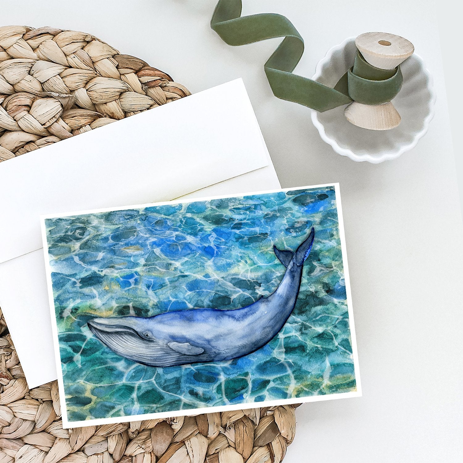 Caroline's Treasures Humpback Whale Greeting Cards - Blank Note Cards – 8-Pack of Artist-Designed Cards with Envelopes