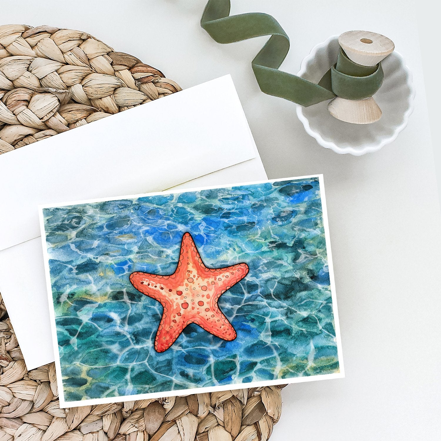 Starfish Greeting Cards and Envelopes Pack of 8 - the-store.com