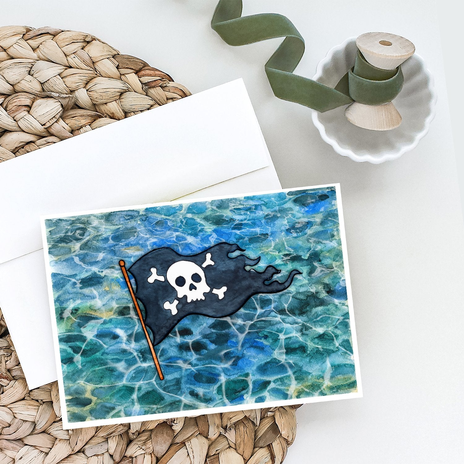 Pirate Flag Greeting Cards and Envelopes Pack of 8 - the-store.com