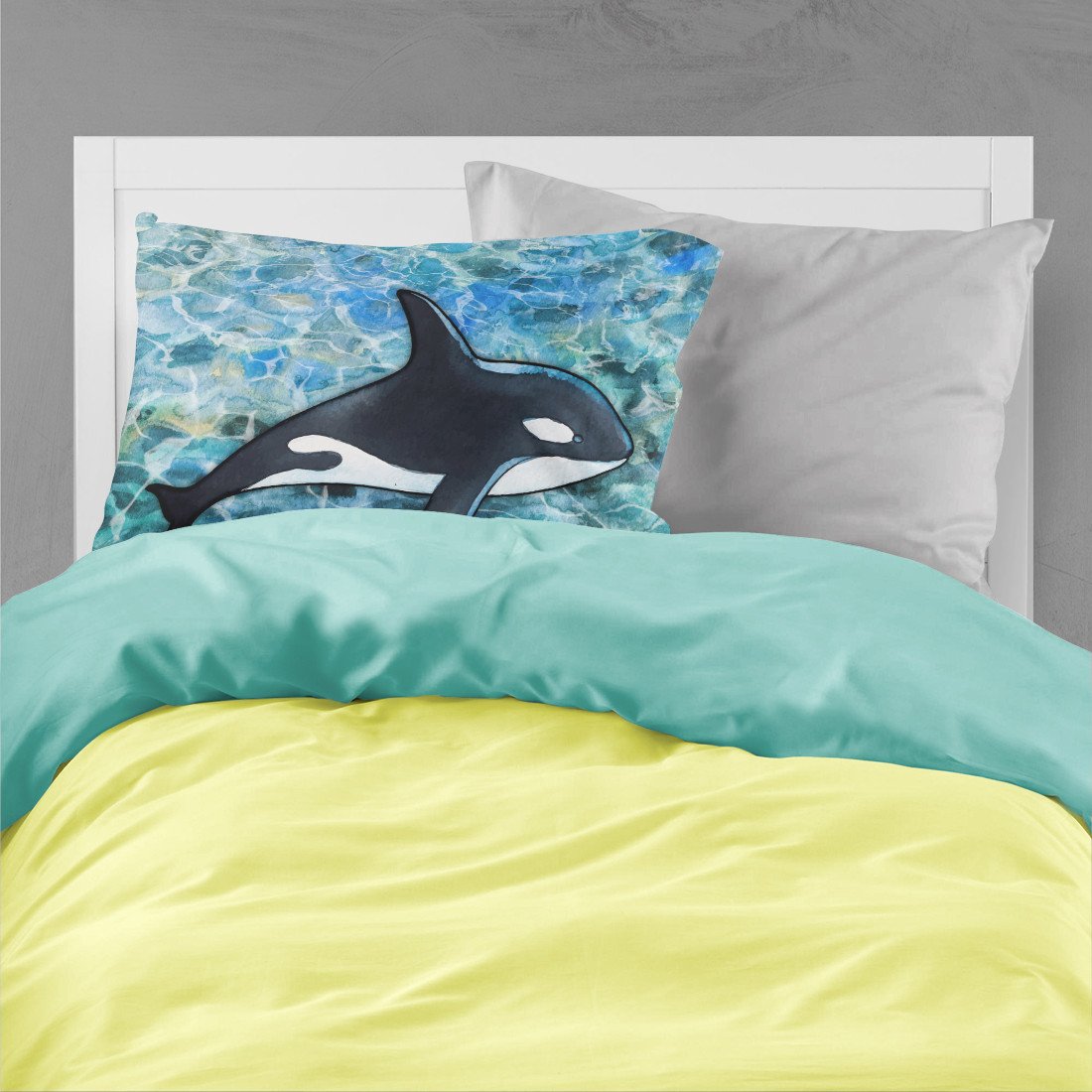 Caroline's Treasures Killer Whale Orca Fabric Standard Pillowcase – Artistic Decorative Front, White Back BB5348PILLOWCASE