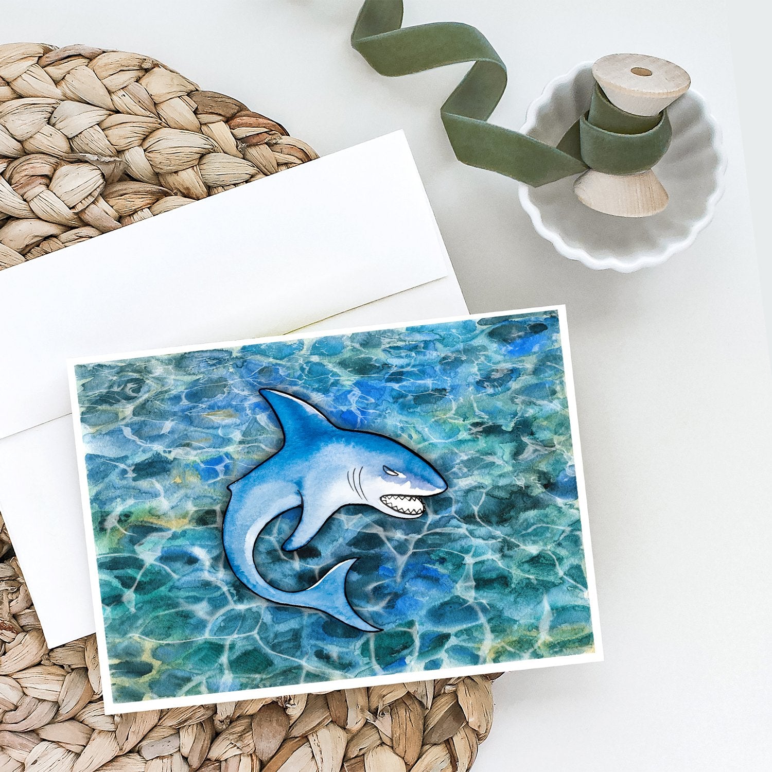 Shark Greeting Cards and Envelopes Pack of 8 - the-store.com