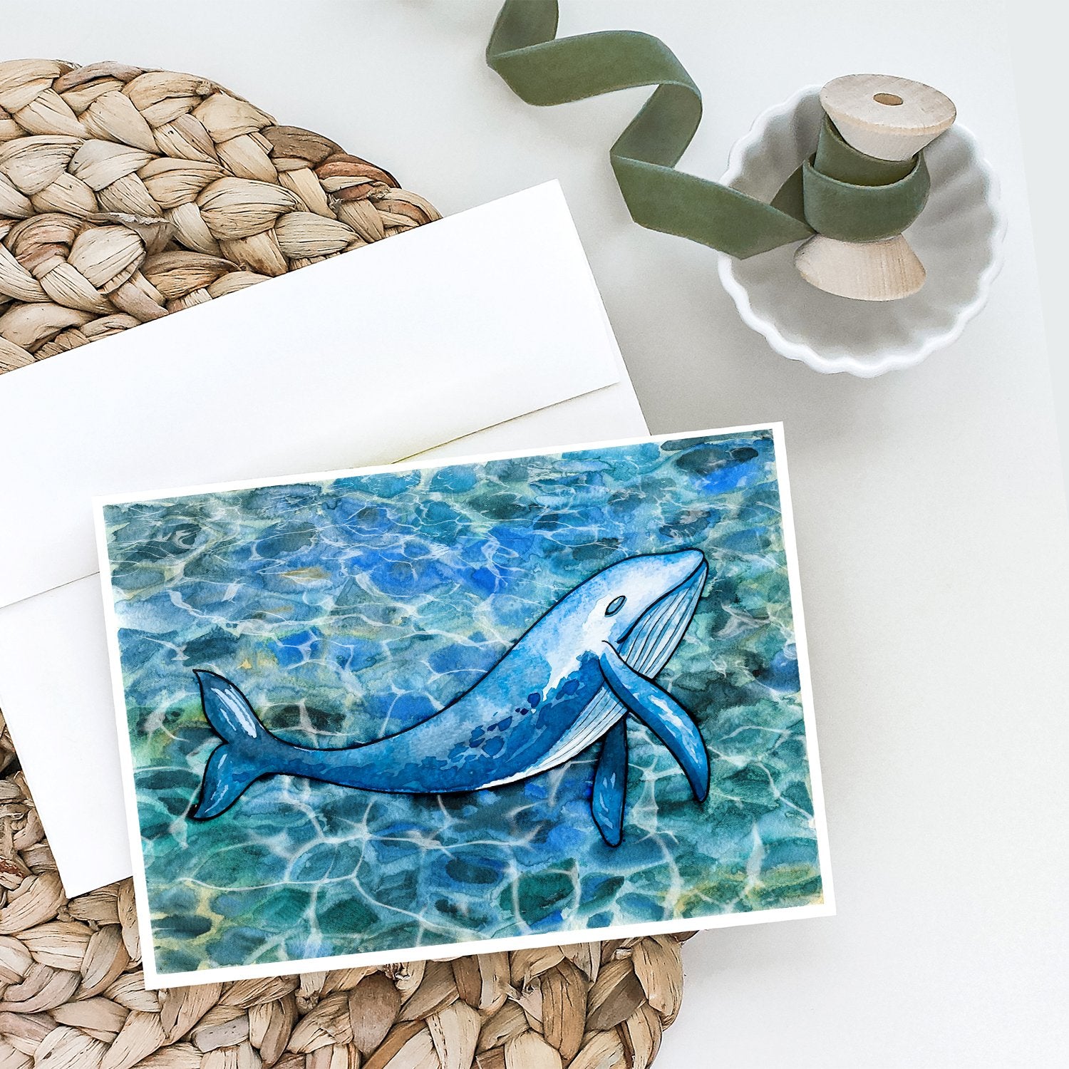 Caroline's Treasures Humpback Whale Greeting Cards - Blank Note Cards – 8-Pack of Artist-Designed Cards with Envelopes