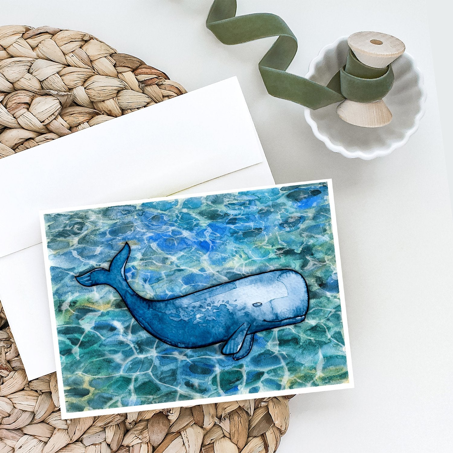 Caroline's Treasures Sperm Whale Cachalot Greeting Cards - Blank Note Cards – 8-Pack of Artist-Designed Cards with Envelopes