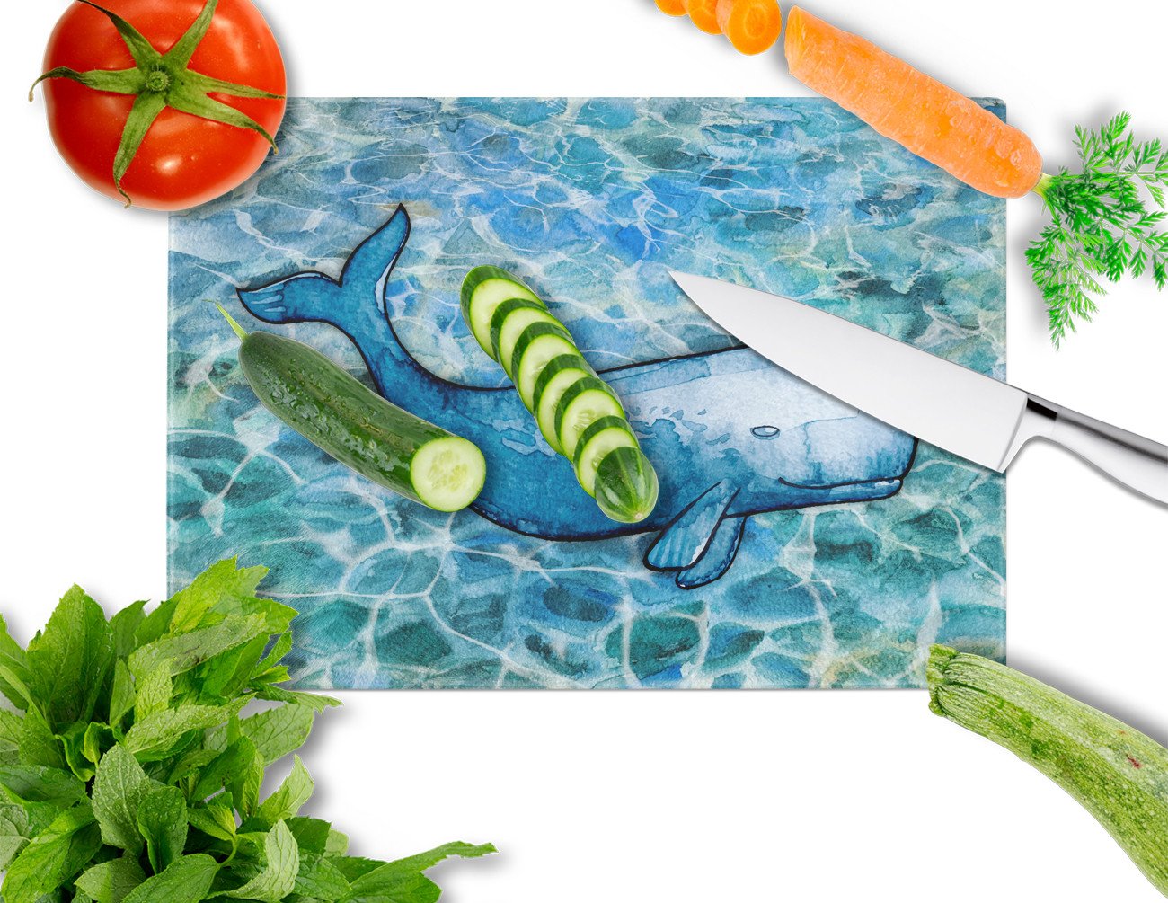 Sperm Whale Cachalot Glass Cutting Board Large BB5354LCB by Caroline's Treasures