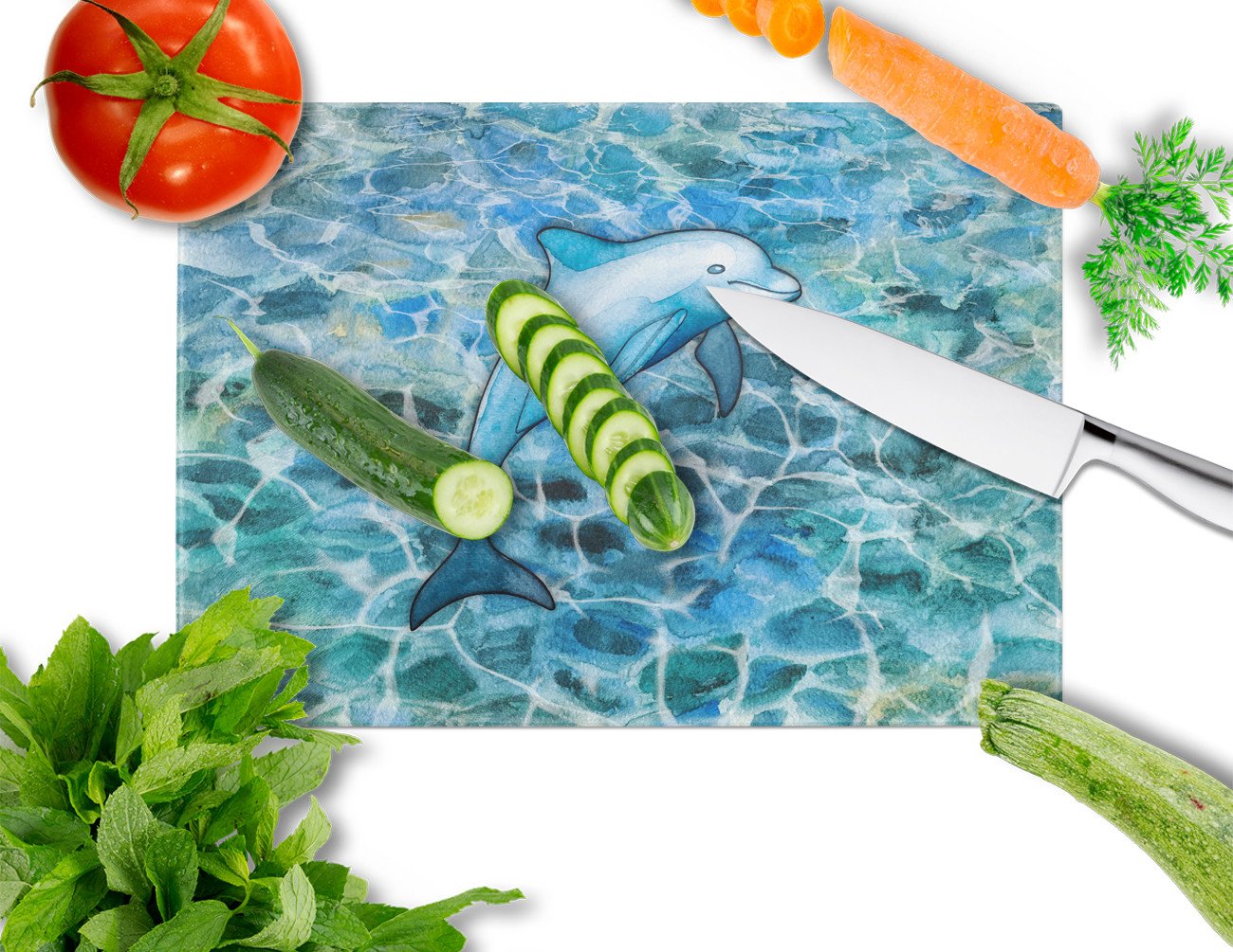 Dolphin Glass Cutting Board Large BB5356LCB by Caroline's Treasures