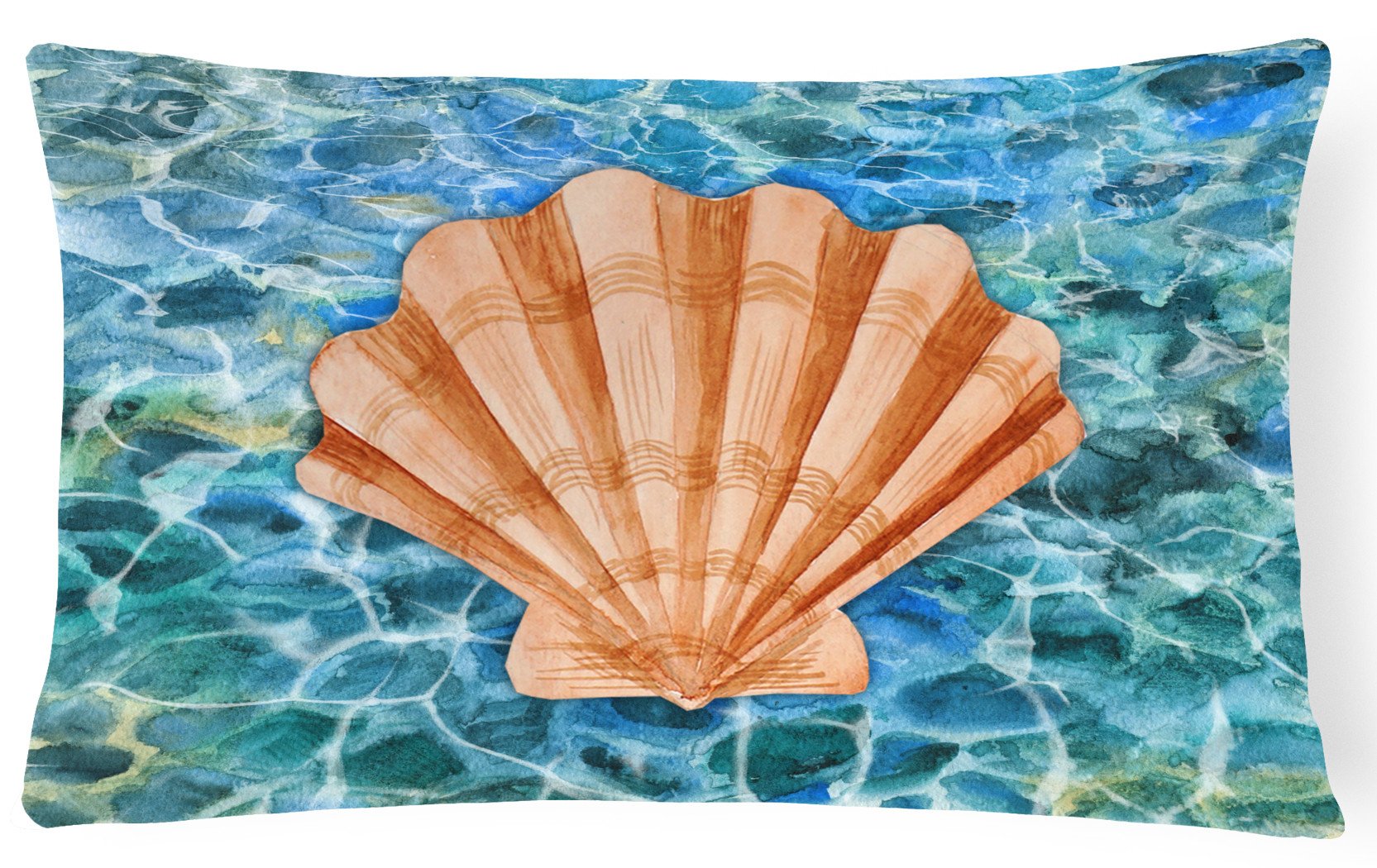 Scallop Shell and Water Canvas Fabric Decorative Pillow BB5367PW1216 by Caroline's Treasures
