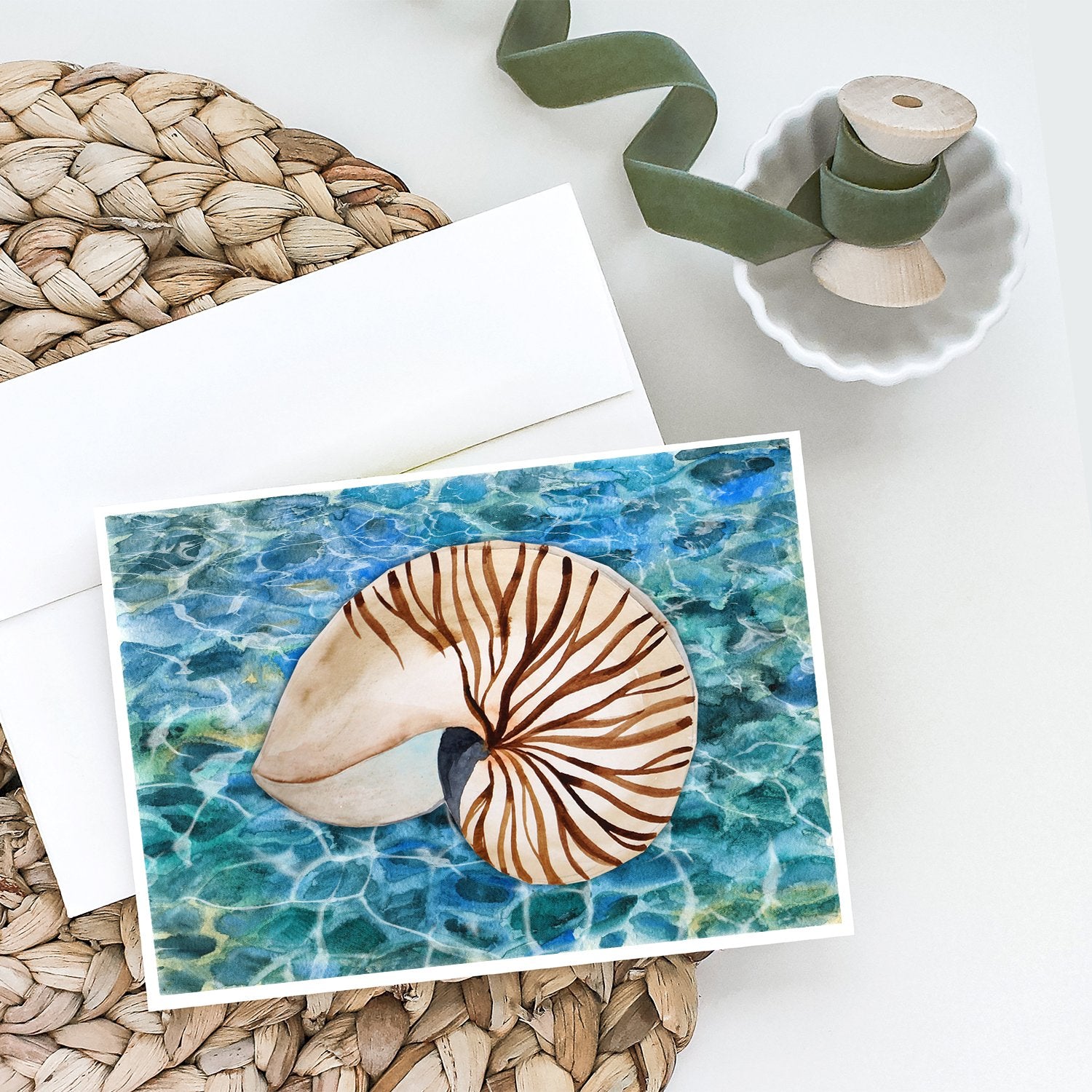 Sea Shell and Water Greeting Cards and Envelopes Pack of 8 - the-store.com