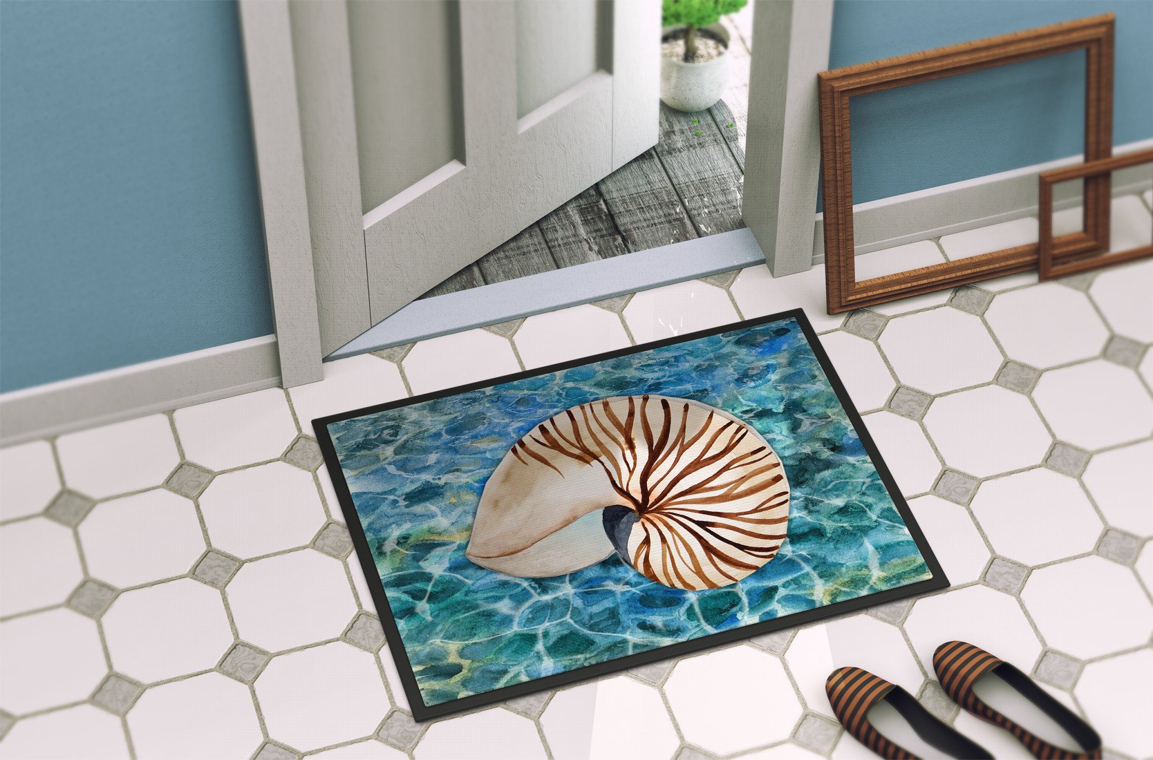 Sea Shell and Water Indoor or Outdoor Mat 24x36 BB5368JMAT by Caroline's Treasures