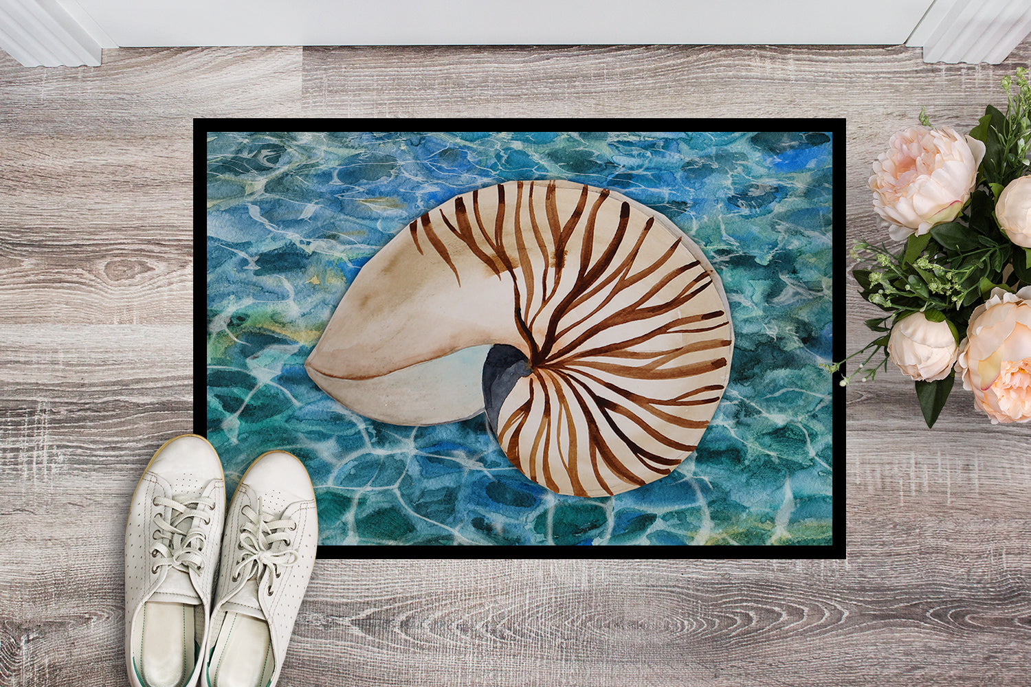 Sea Shell and Water Indoor or Outdoor Mat 18x27 BB5368MAT - the-store.com