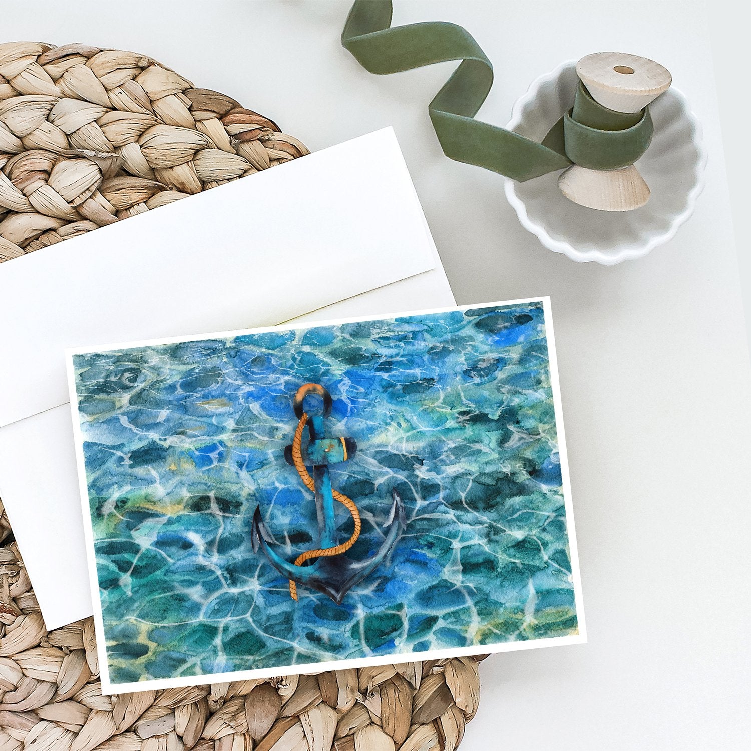 Anchor and Rope Greeting Cards and Envelopes Pack of 8 - the-store.com
