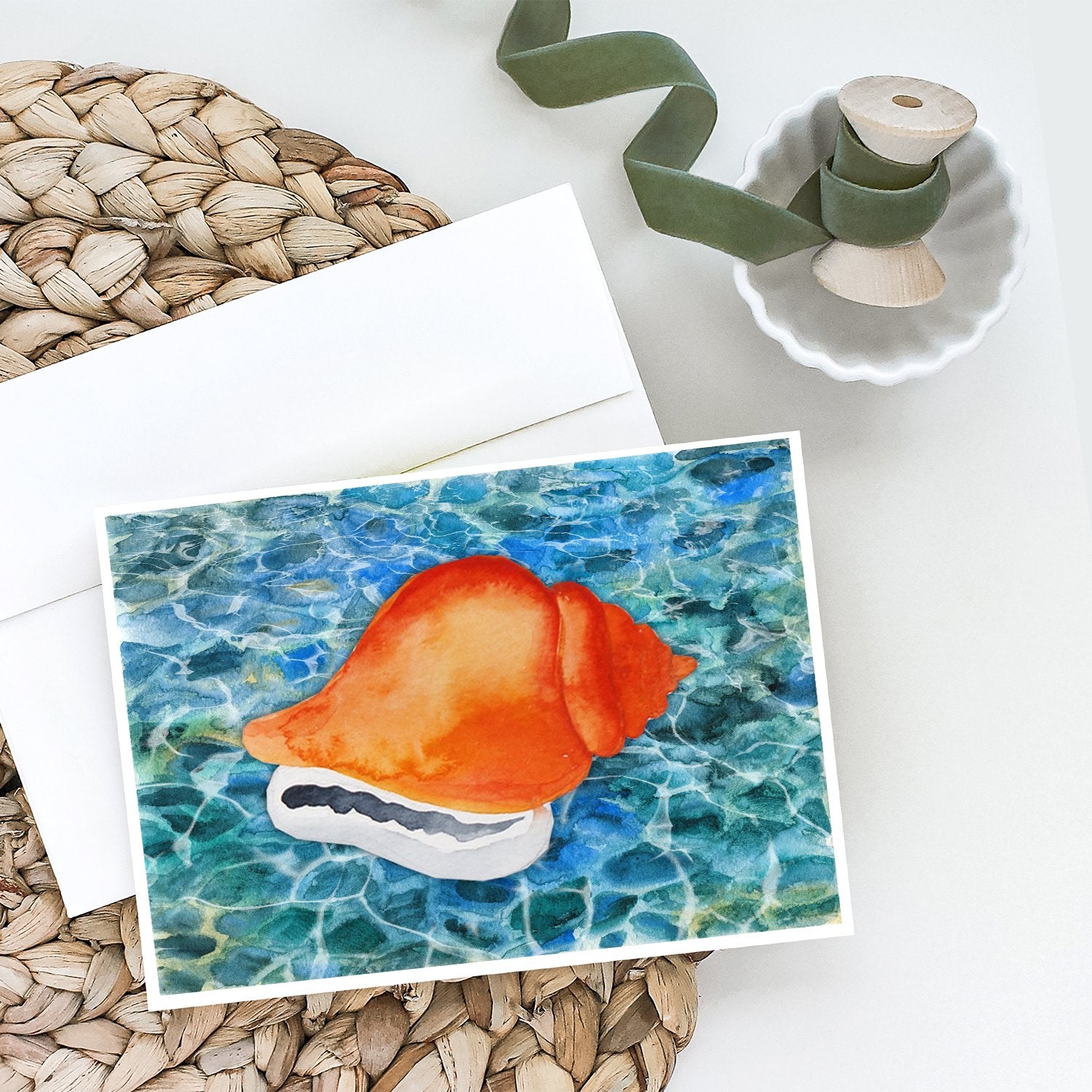 Sea Shell Greeting Cards and Envelopes Pack of 8 - the-store.com