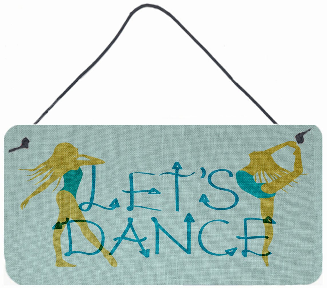 Let&#39;s Dance Linen Teal Wall or Door Hanging Prints BB5374DS812 by Caroline&#39;s Treasures