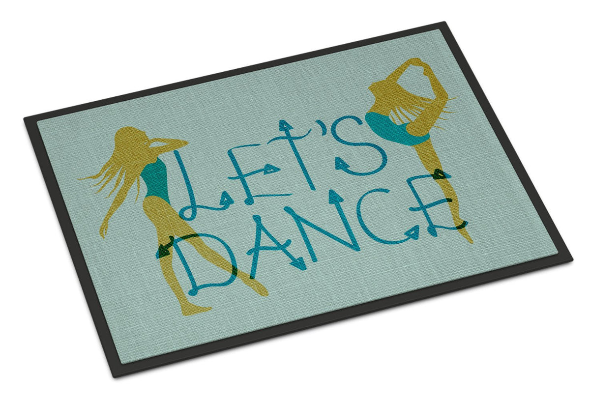 Let&#39;s Dance Linen Teal Indoor or Outdoor Mat 24x36 BB5374JMAT by Caroline&#39;s Treasures