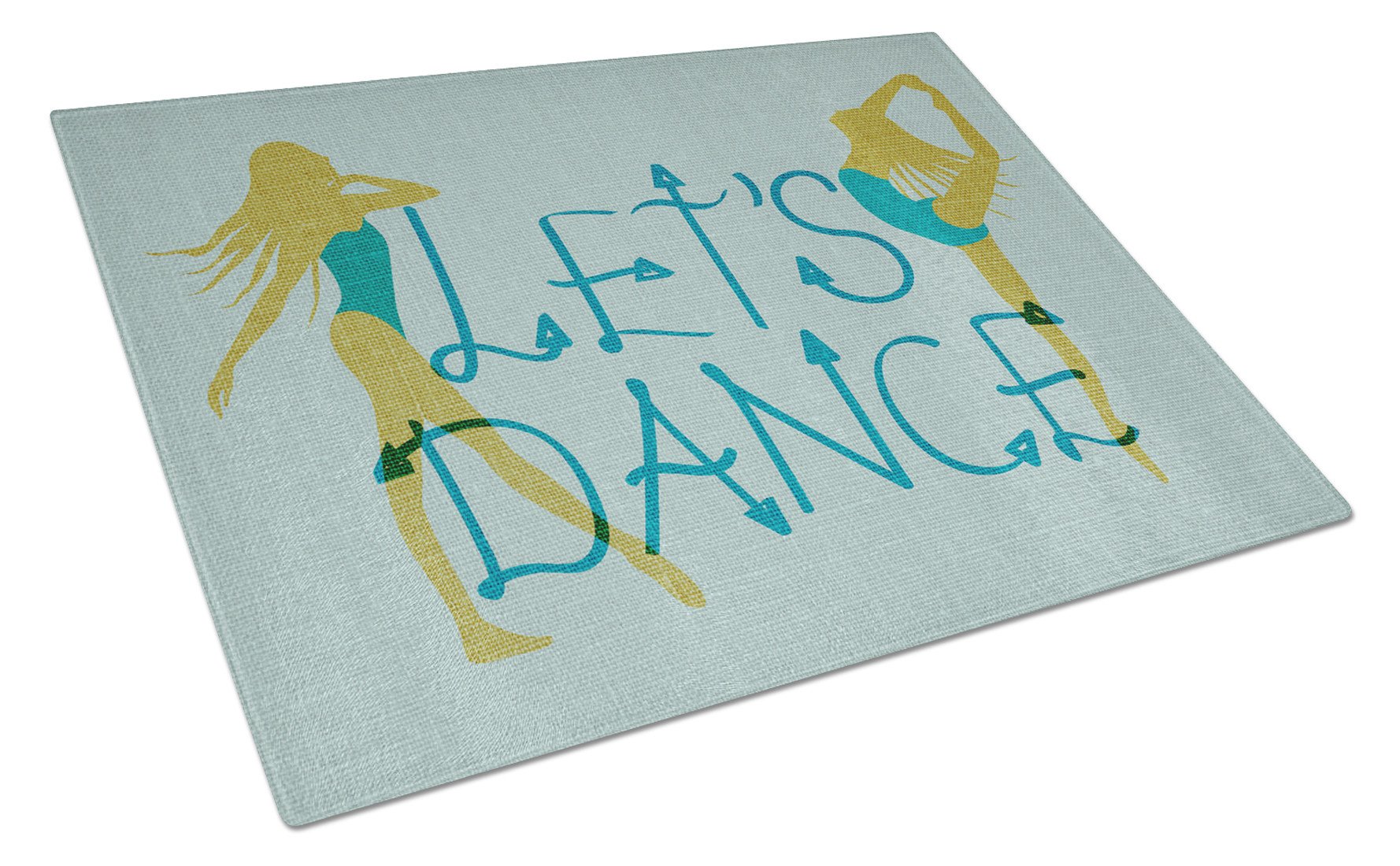 Let's Dance Linen Teal Glass Cutting Board Large BB5374LCB by Caroline's Treasures
