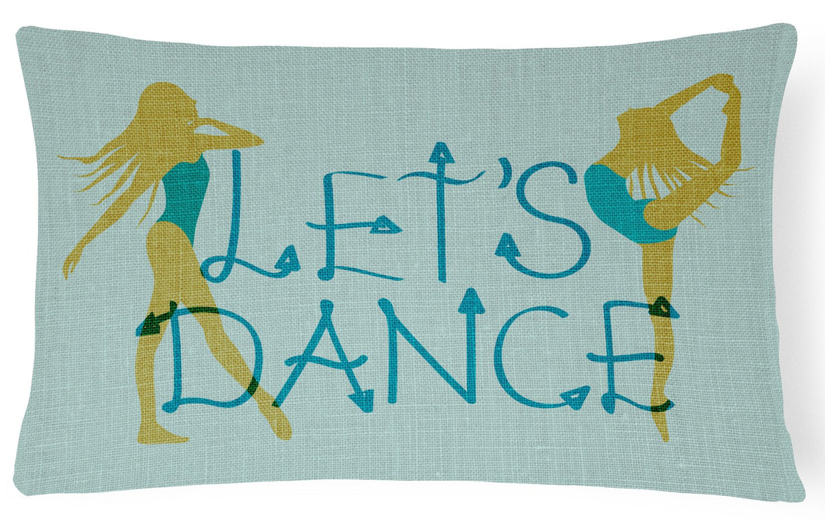 Let&#39;s Dance Linen Teal Canvas Fabric Decorative Pillow BB5374PW1216 by Caroline&#39;s Treasures
