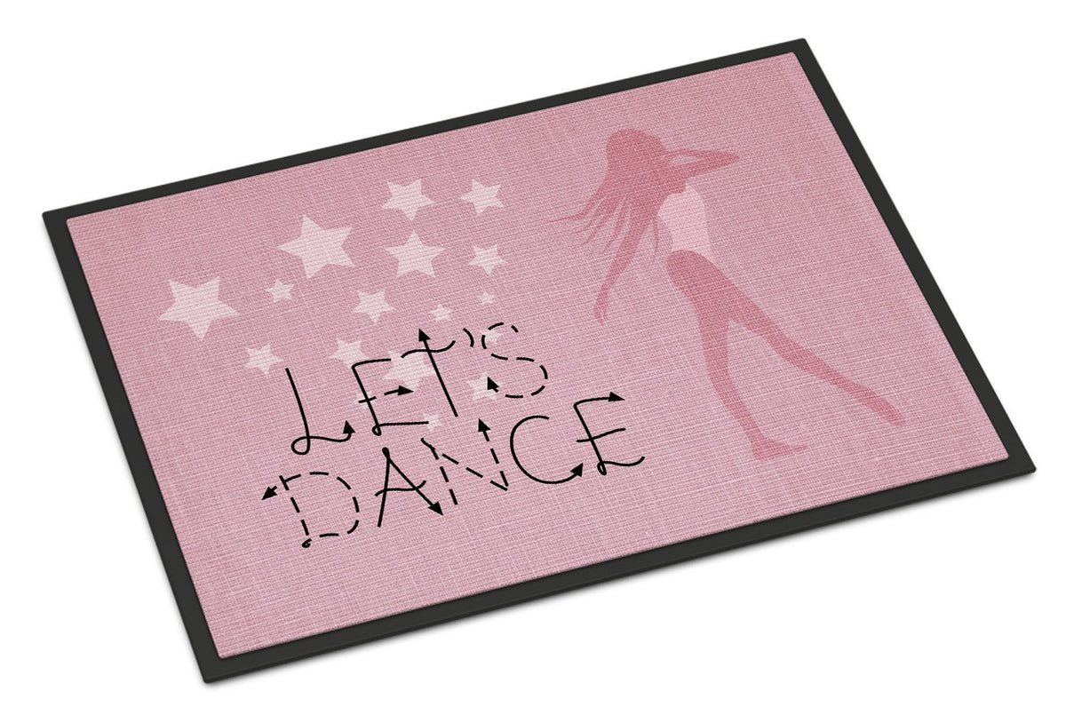 Let&#39;s Dance Linen Pink Indoor or Outdoor Mat 24x36 BB5375JMAT by Caroline&#39;s Treasures