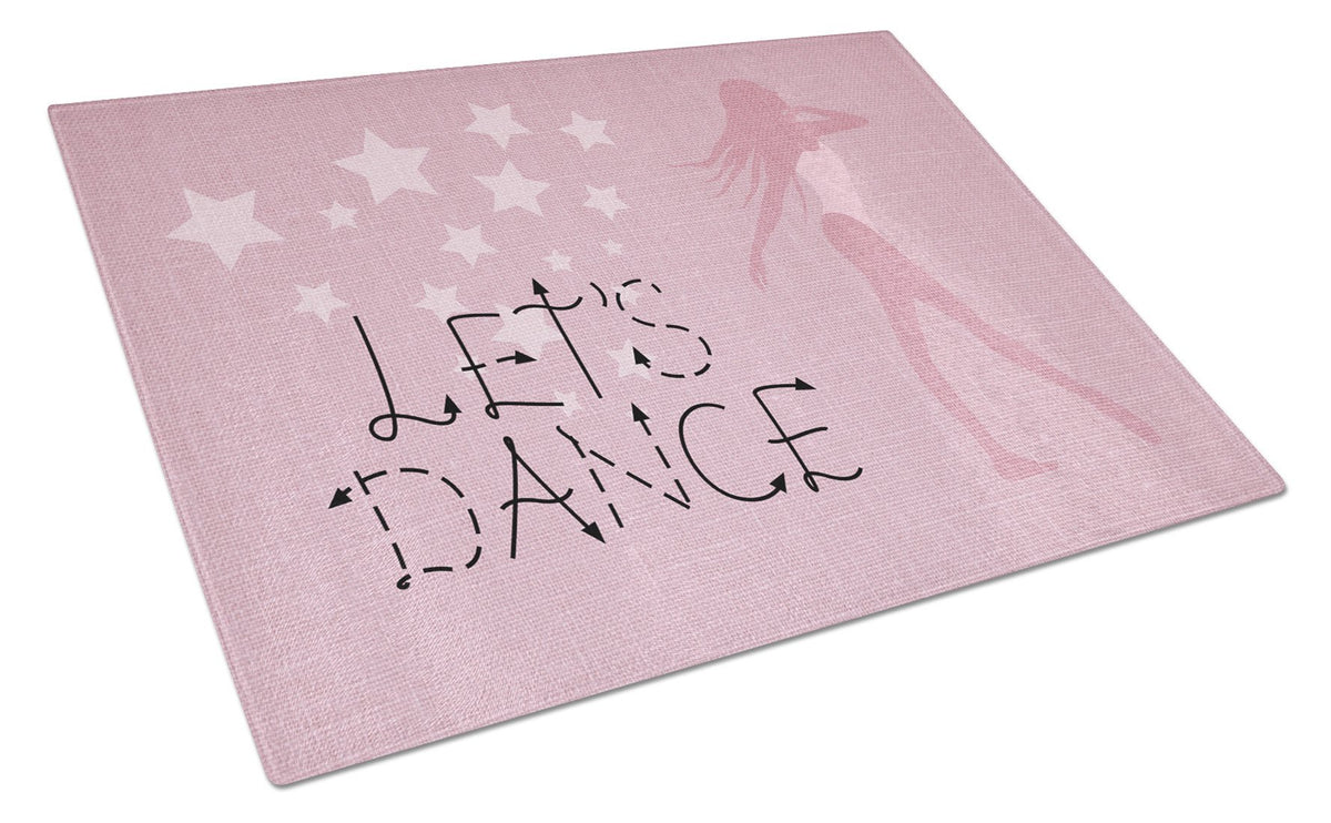 Let&#39;s Dance Linen Pink Glass Cutting Board Large BB5375LCB by Caroline&#39;s Treasures