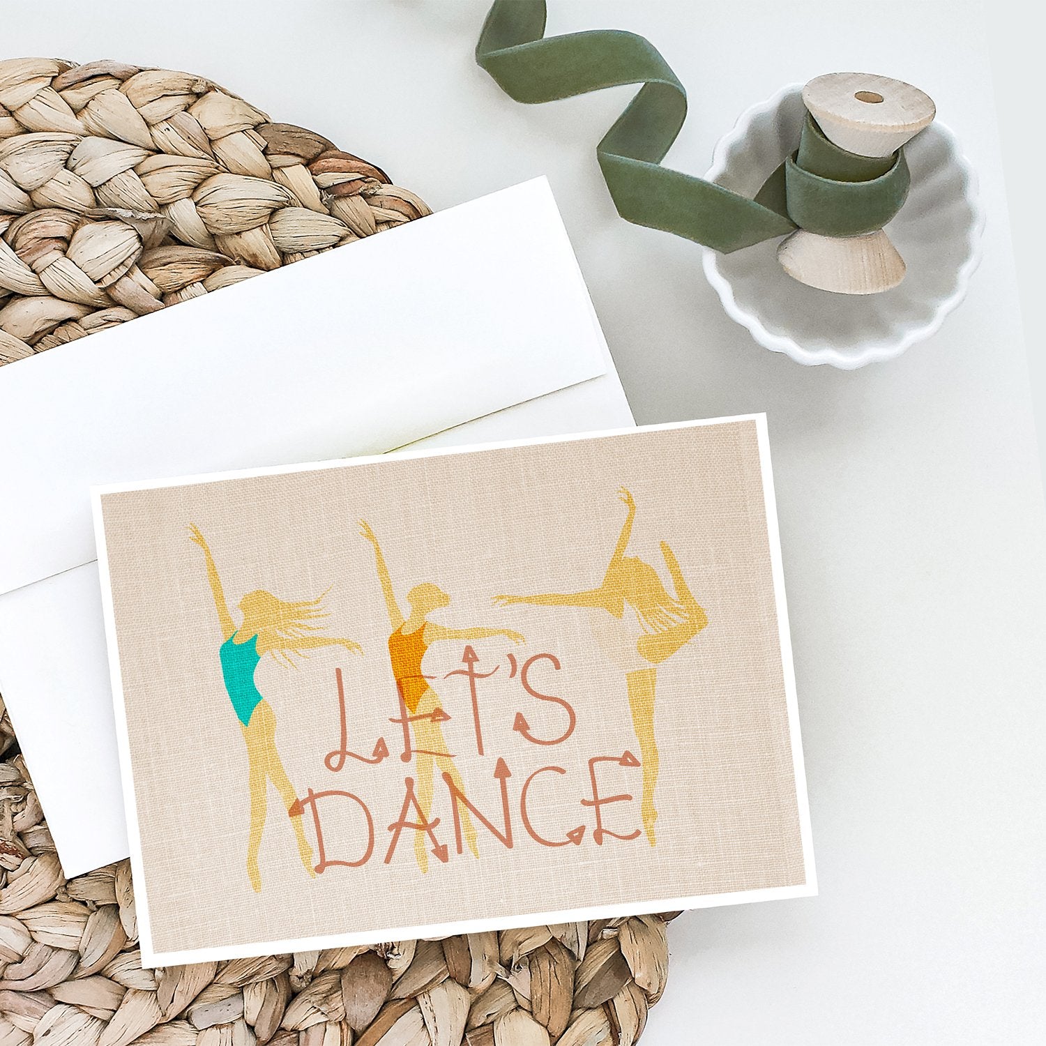 Let's Dance Linen Light Greeting Cards and Envelopes Pack of 8 - the-store.com