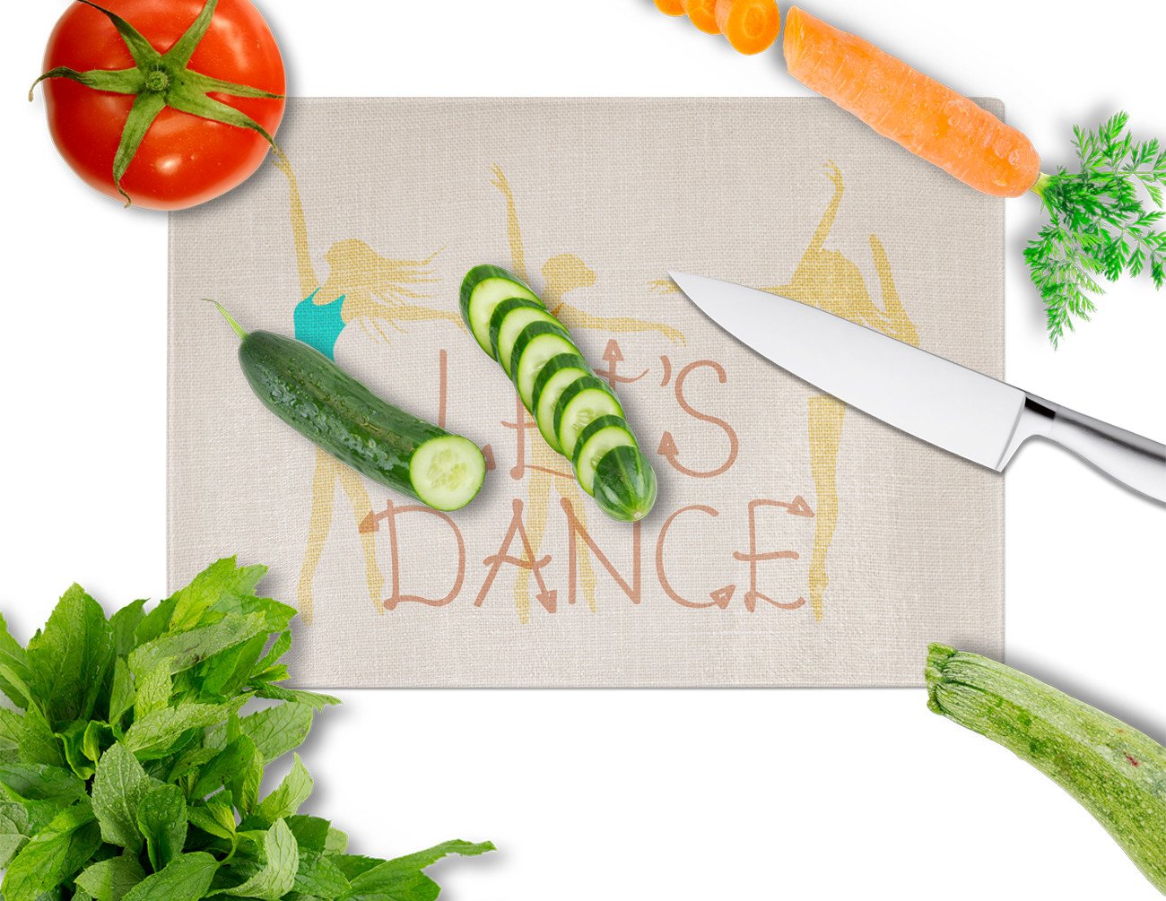 Let's Dance Linen Light Glass Cutting Board Large BB5376LCB by Caroline's Treasures