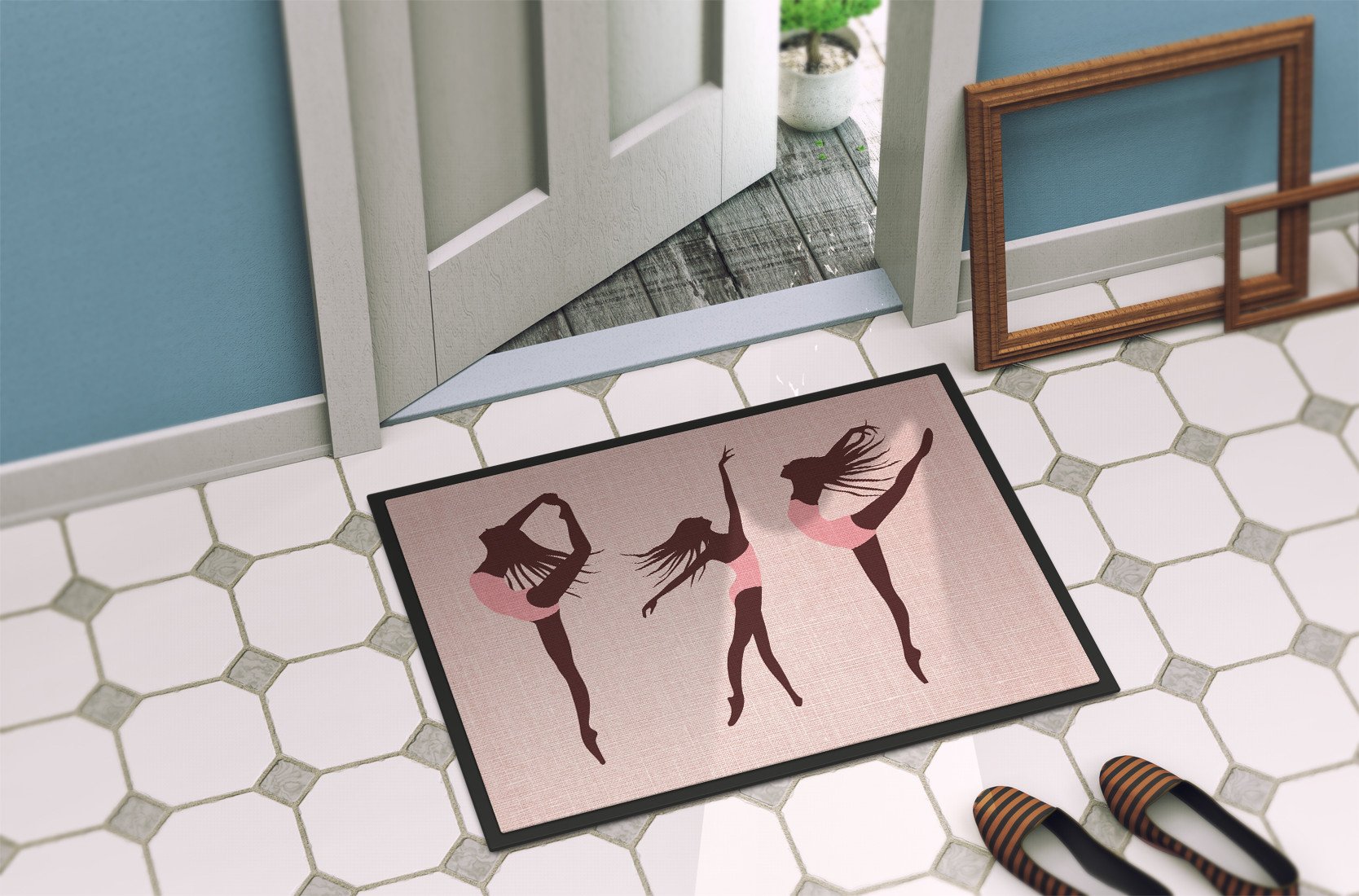 Dancers Linen Pink Indoor or Outdoor Mat 24x36 BB5377JMAT by Caroline's Treasures