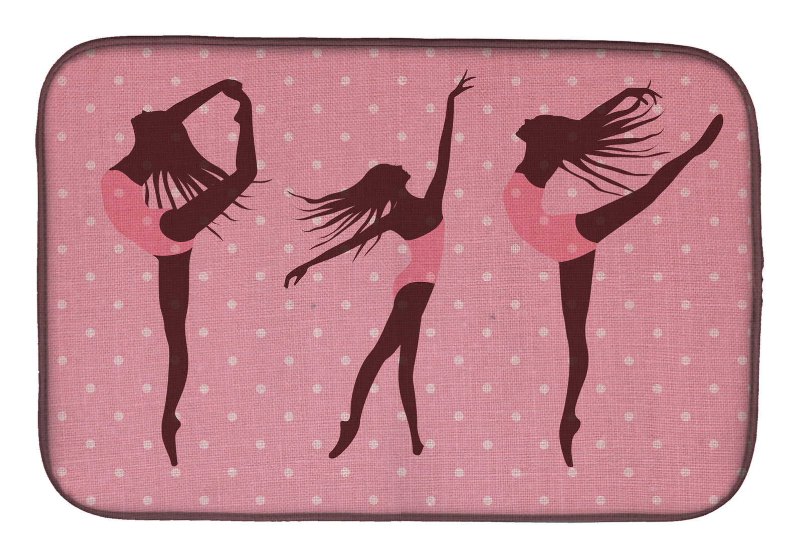 Dancers Linen Pink Polkadots Dish Drying Mat BB5378DDM
