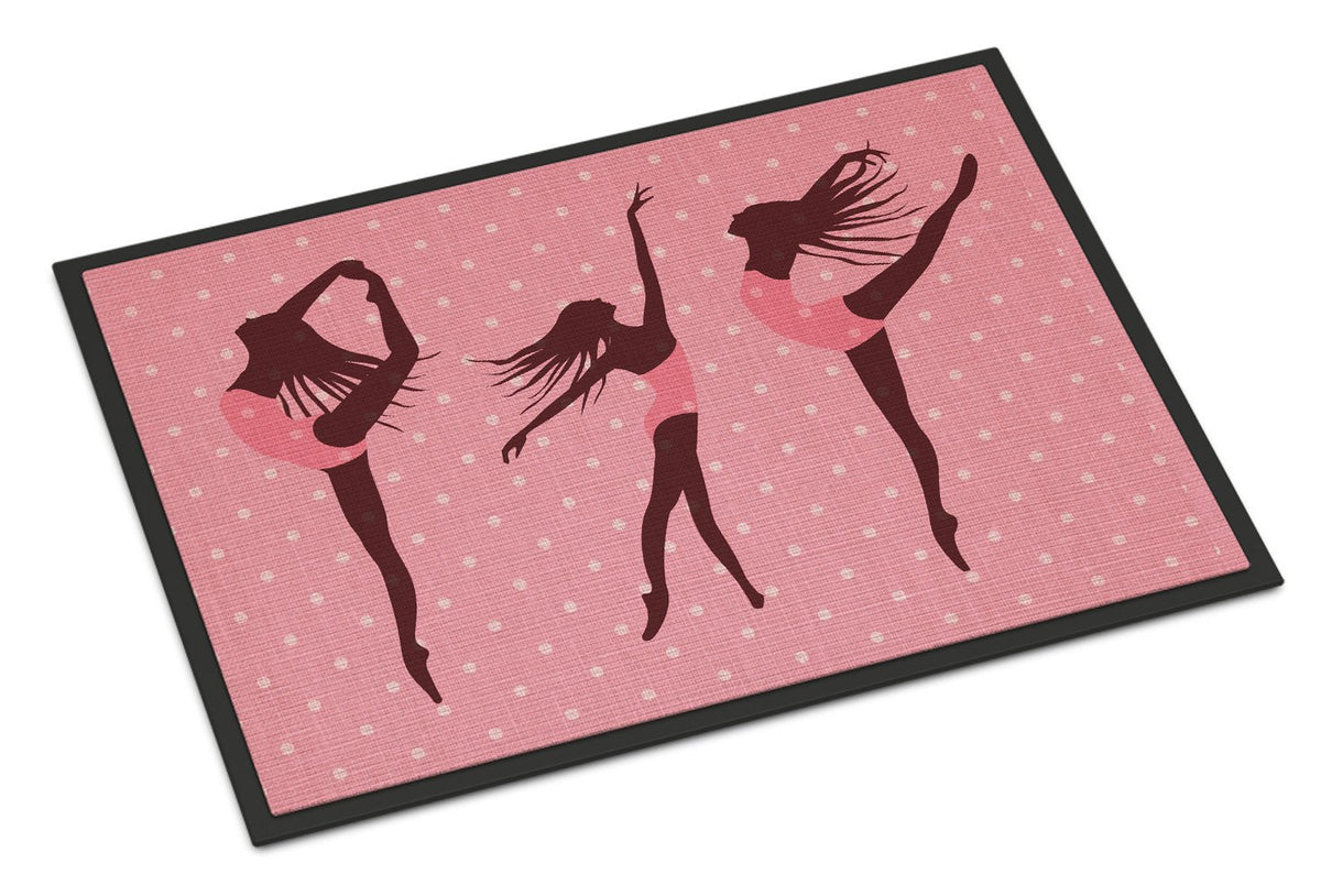 Dancers Linen Pink Polkadots Indoor or Outdoor Mat 24x36 BB5378JMAT by Caroline&#39;s Treasures