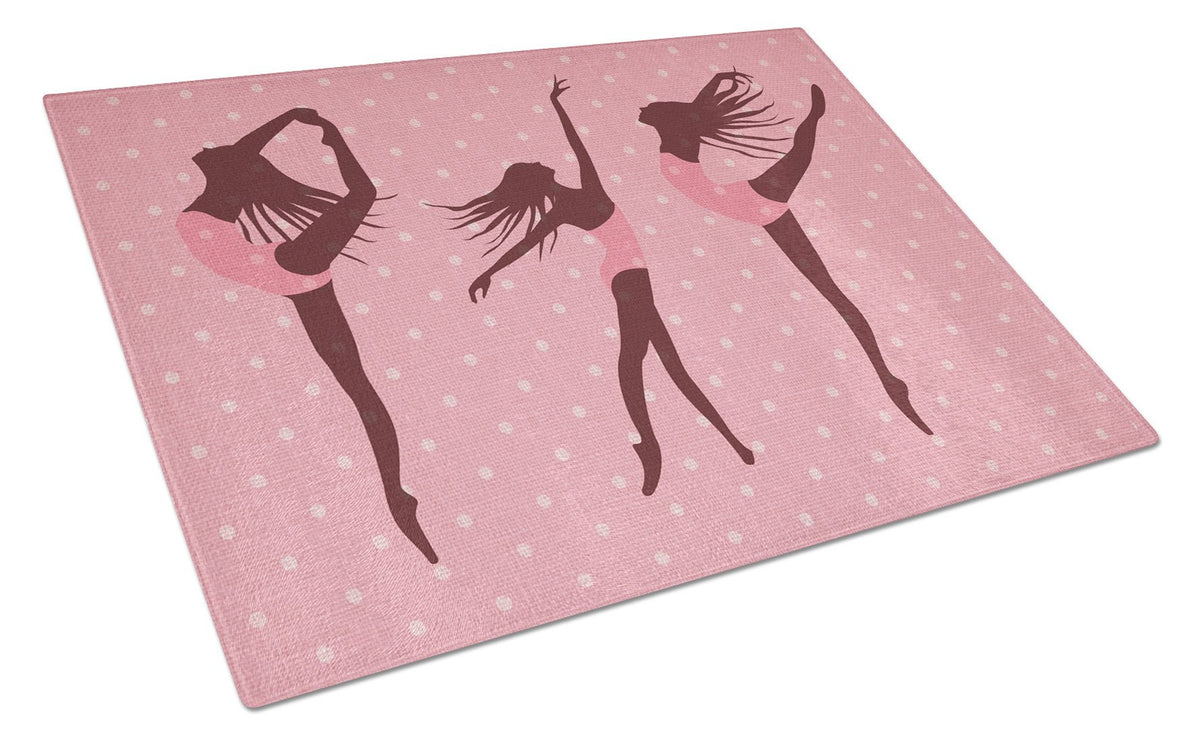 Dancers Linen Pink Polkadots Glass Cutting Board Large BB5378LCB by Caroline&#39;s Treasures