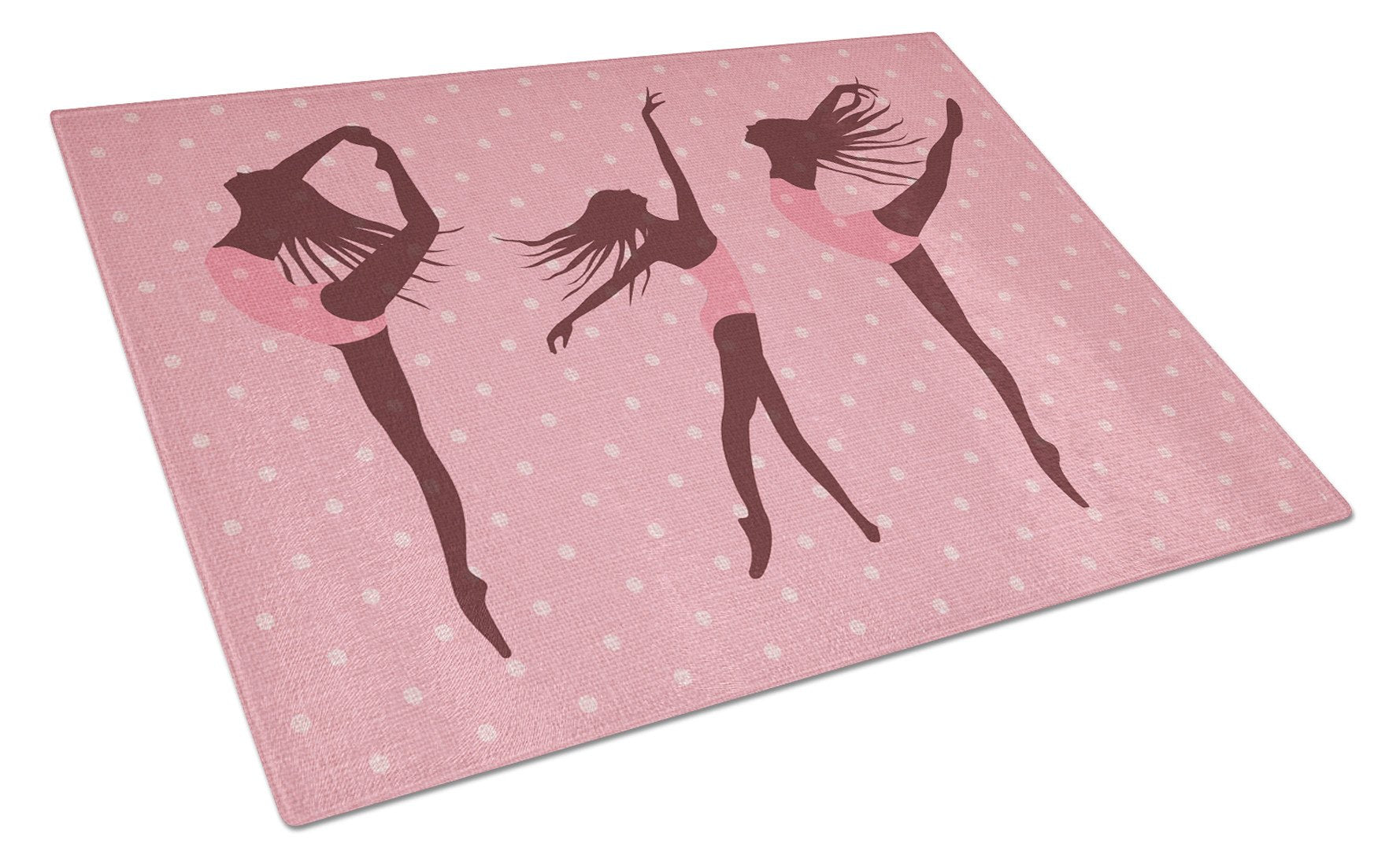 Dancers Linen Pink Polkadots Glass Cutting Board Large BB5378LCB by Caroline's Treasures