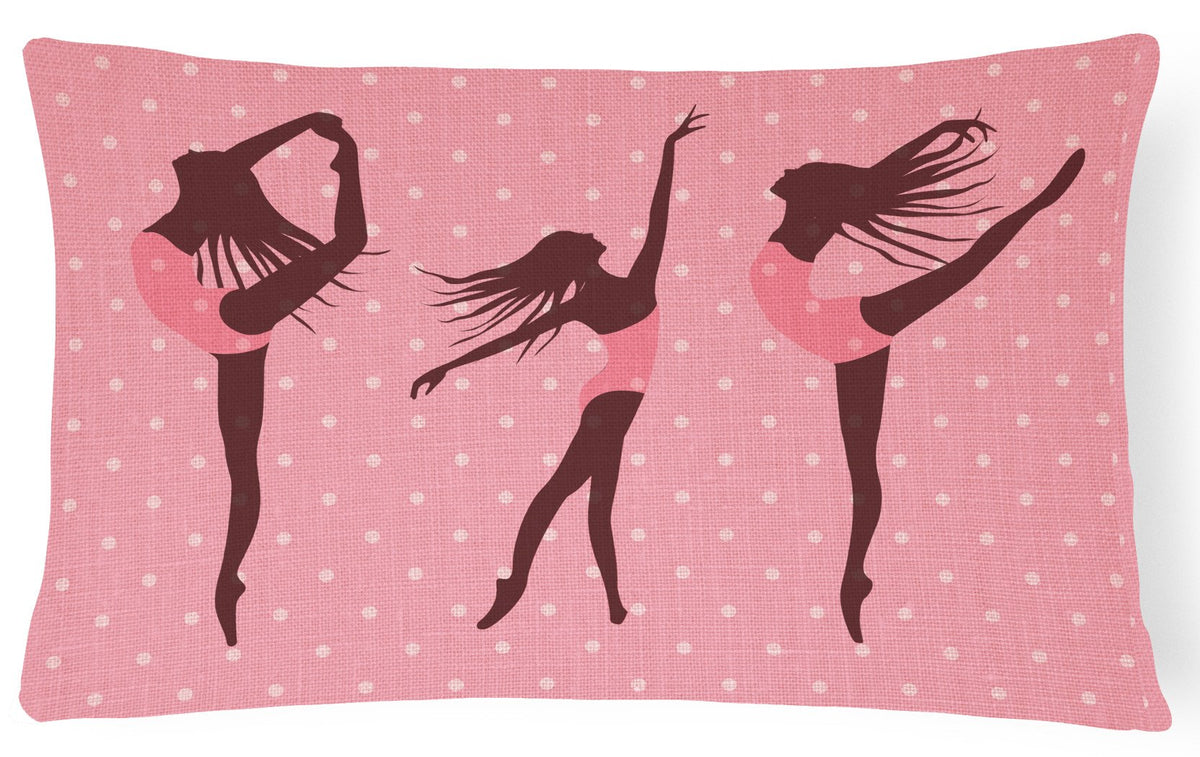 Dancers Linen Pink Polkadots Canvas Fabric Decorative Pillow BB5378PW1216 by Caroline&#39;s Treasures