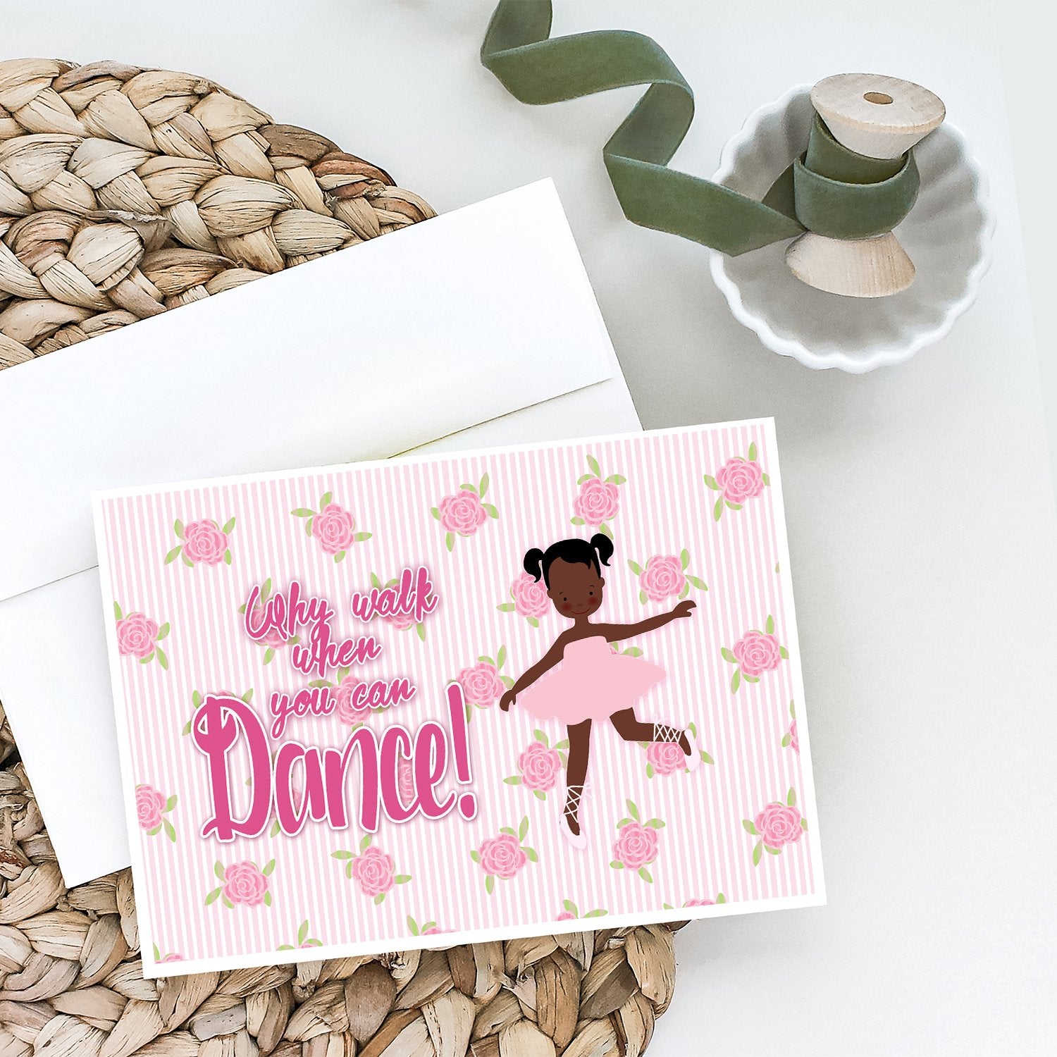 Ballet African American Pigtails Greeting Cards and Envelopes Pack of 8 - the-store.com
