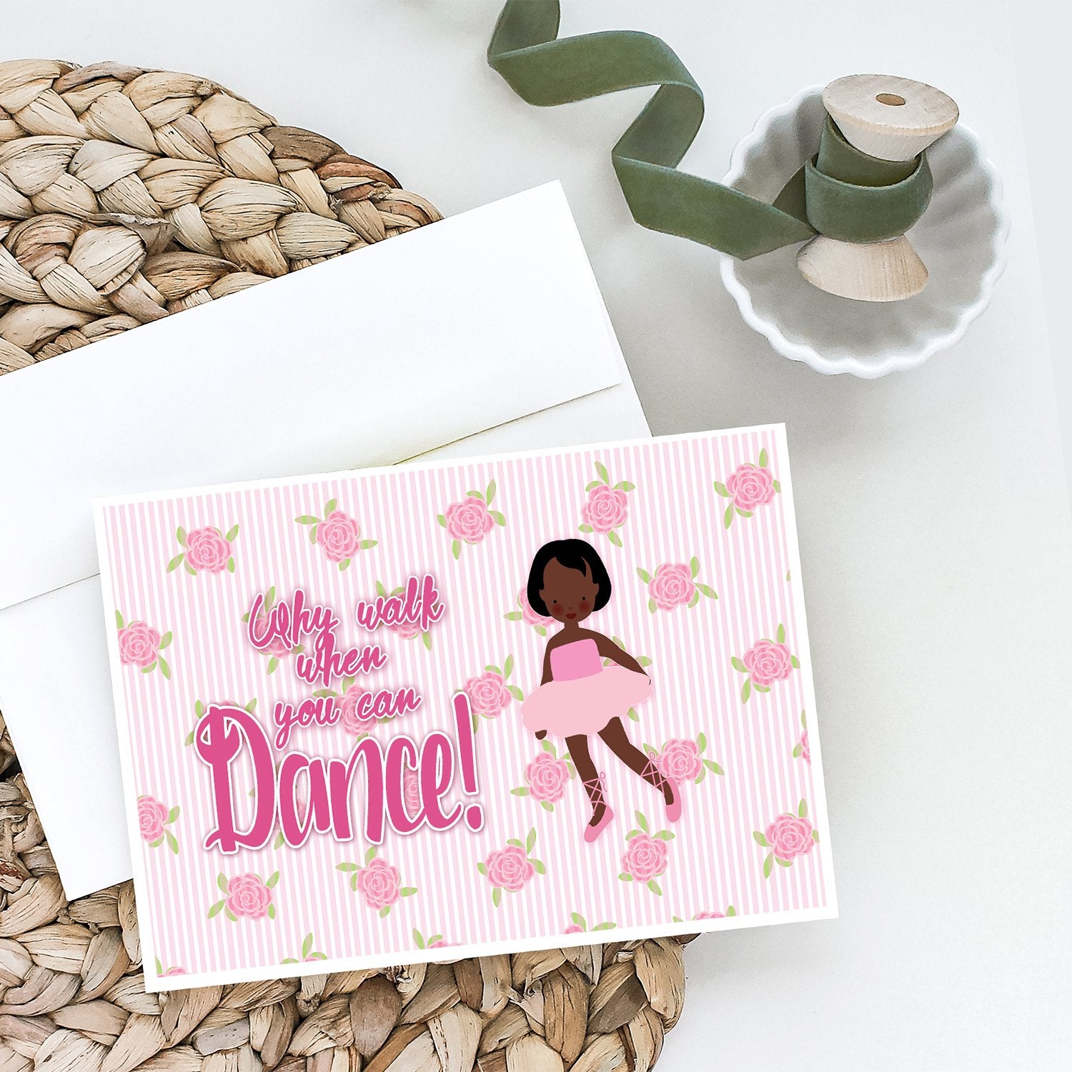 Ballet African American Short Hair Greeting Cards and Envelopes Pack of 8 - the-store.com