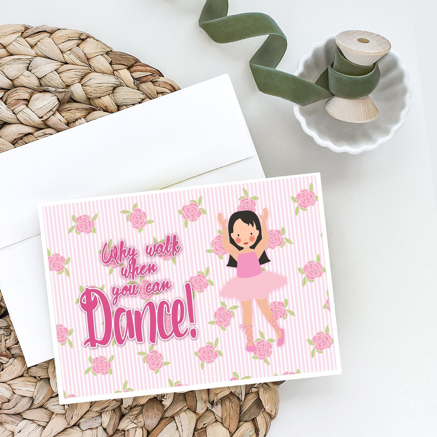 Ballet Long Dark Hair Greeting Cards and Envelopes Pack of 8 - the-store.com