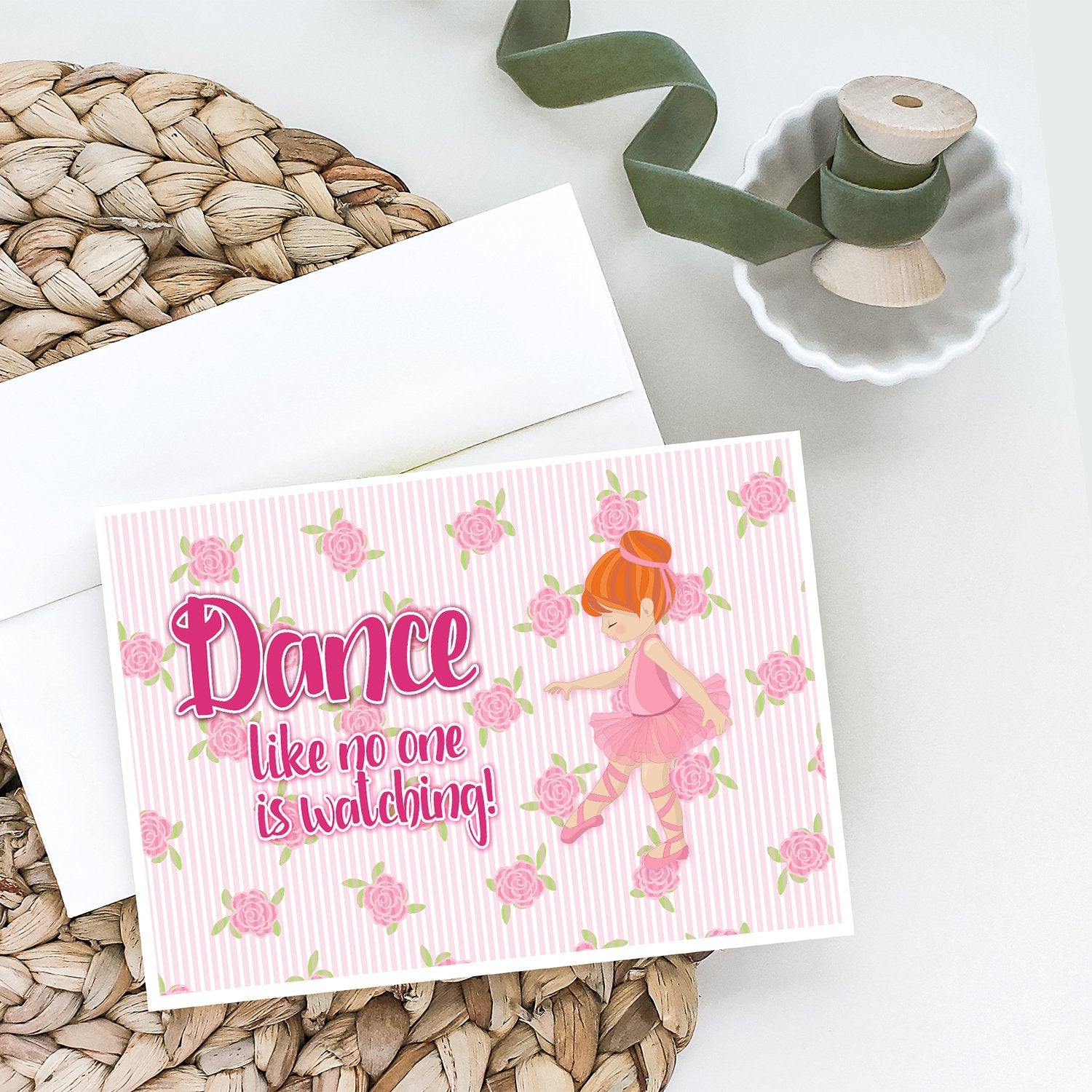 Ballet Dance Red Hair Greeting Cards and Envelopes Pack of 8 - the-store.com