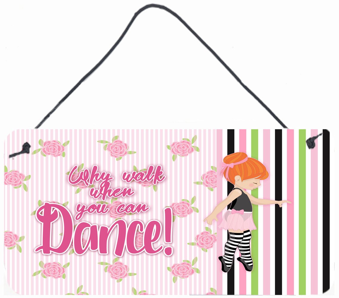 Ballet Dance Stripes Red Hair Wall or Door Hanging Prints BB5399DS812 by Caroline's Treasures