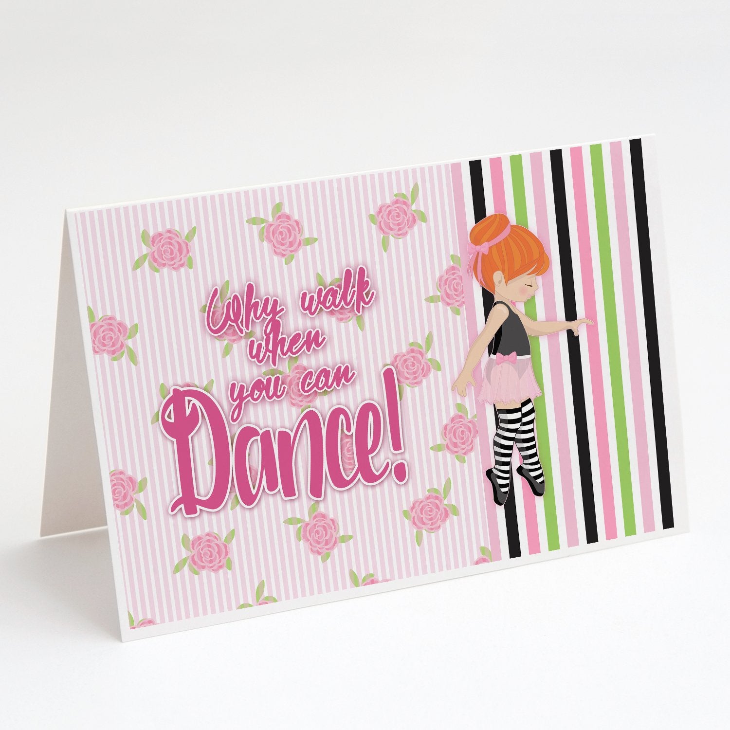 Buy this Ballet Dance Stripes Red Hair Greeting Cards and Envelopes Pack of 8