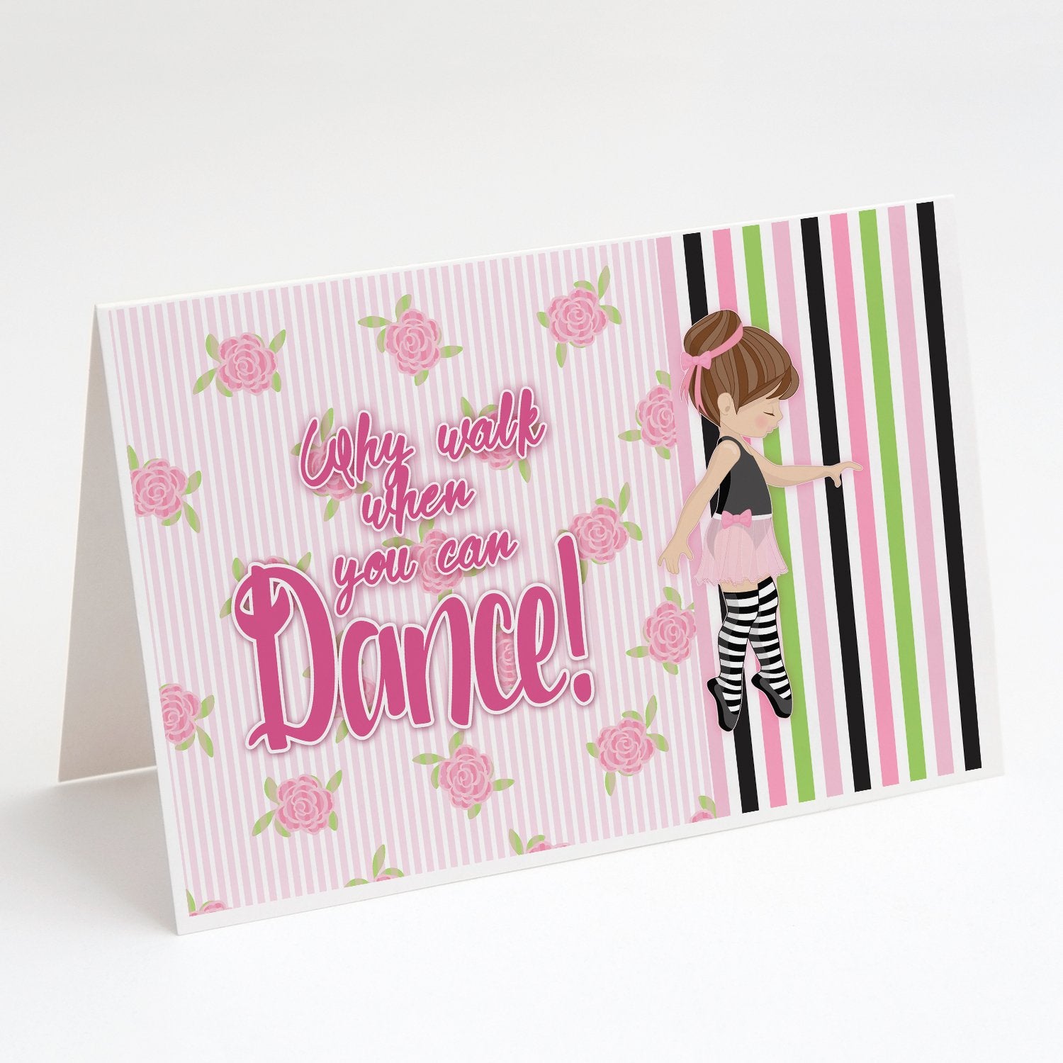 Buy this Ballet Dance Stripes Brunette Greeting Cards and Envelopes Pack of 8
