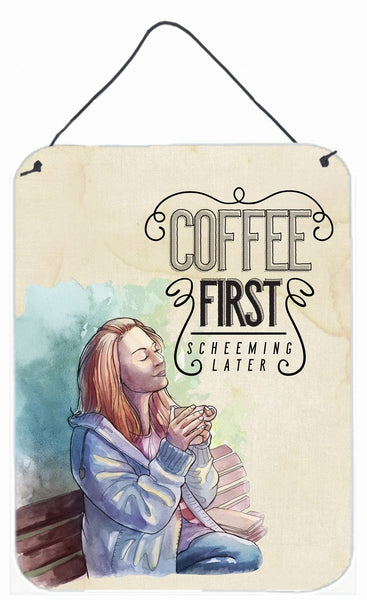 Coffee First Sign Wall or Door Hanging Prints BB5403DS1216 by Caroline's Treasures