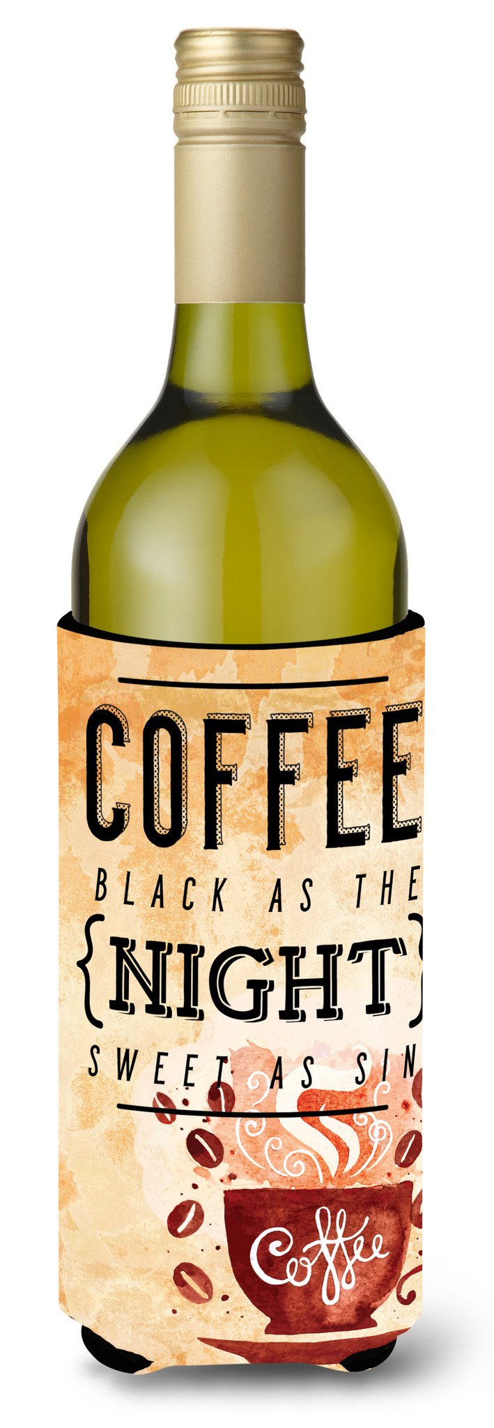 Black Coffee Sign Wine Bottle Beverge Insulator Hugger BB5405LITERK by Caroline&#39;s Treasures