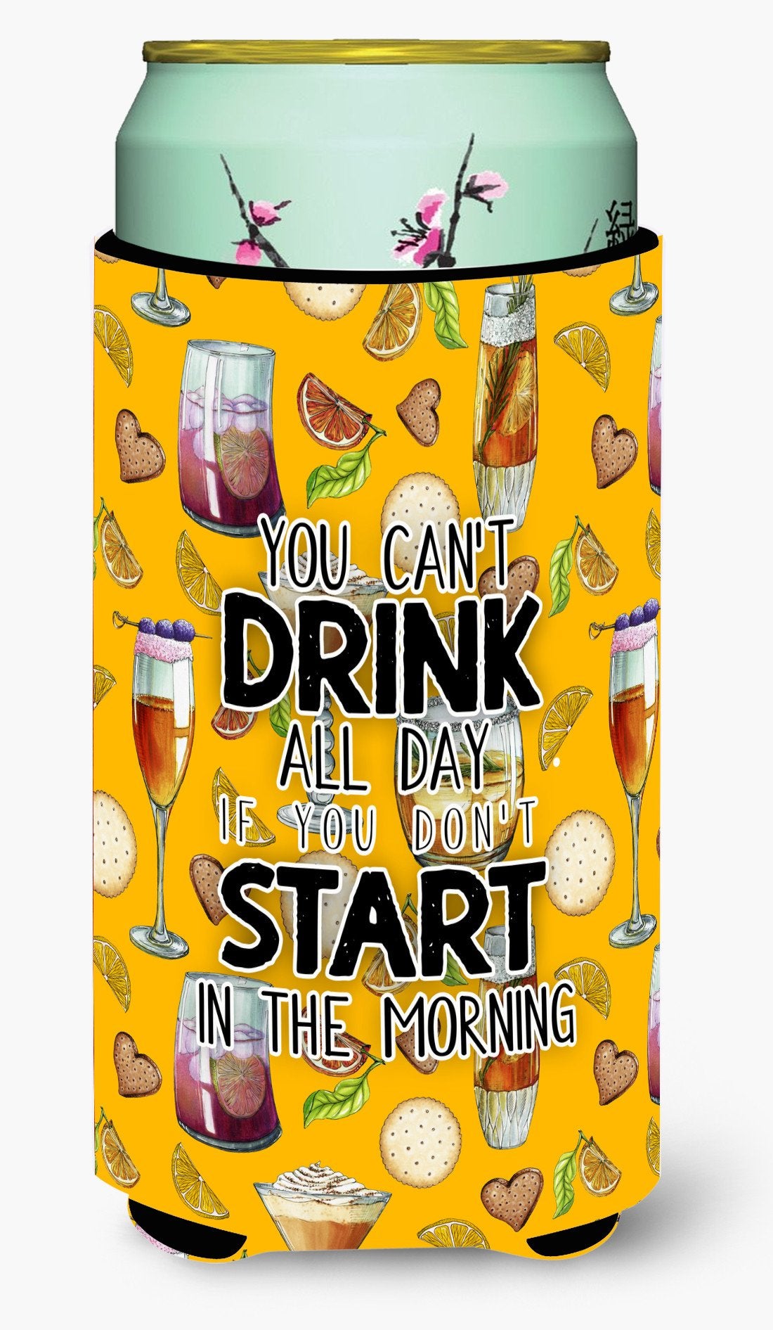 Start Drinking in the Morning Tall Boy Beverage Insulator Hugger BB5411TBC by Caroline&#39;s Treasures