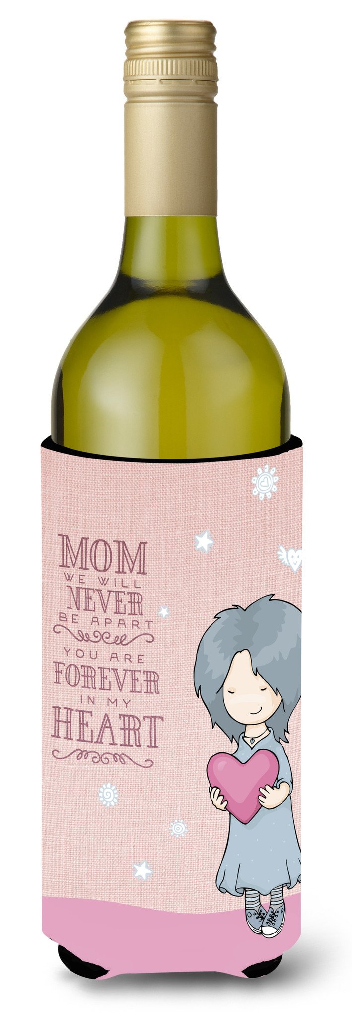 Mom Forever in My Heart Wine Bottle Beverge Insulator Hugger BB5415LITERK by Caroline&#39;s Treasures