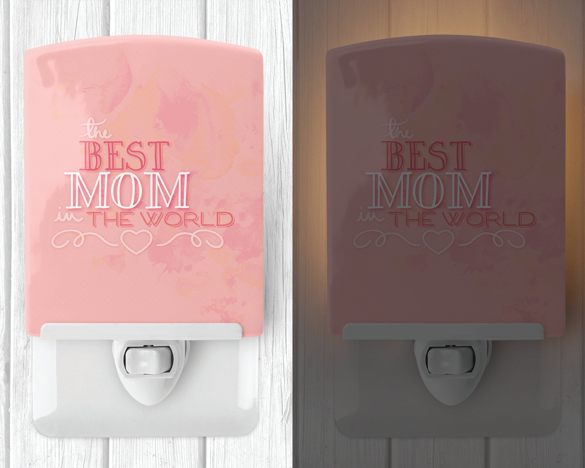 The Best Mom in the World Pink Ceramic Night Light BB5419CNL - the-store.com