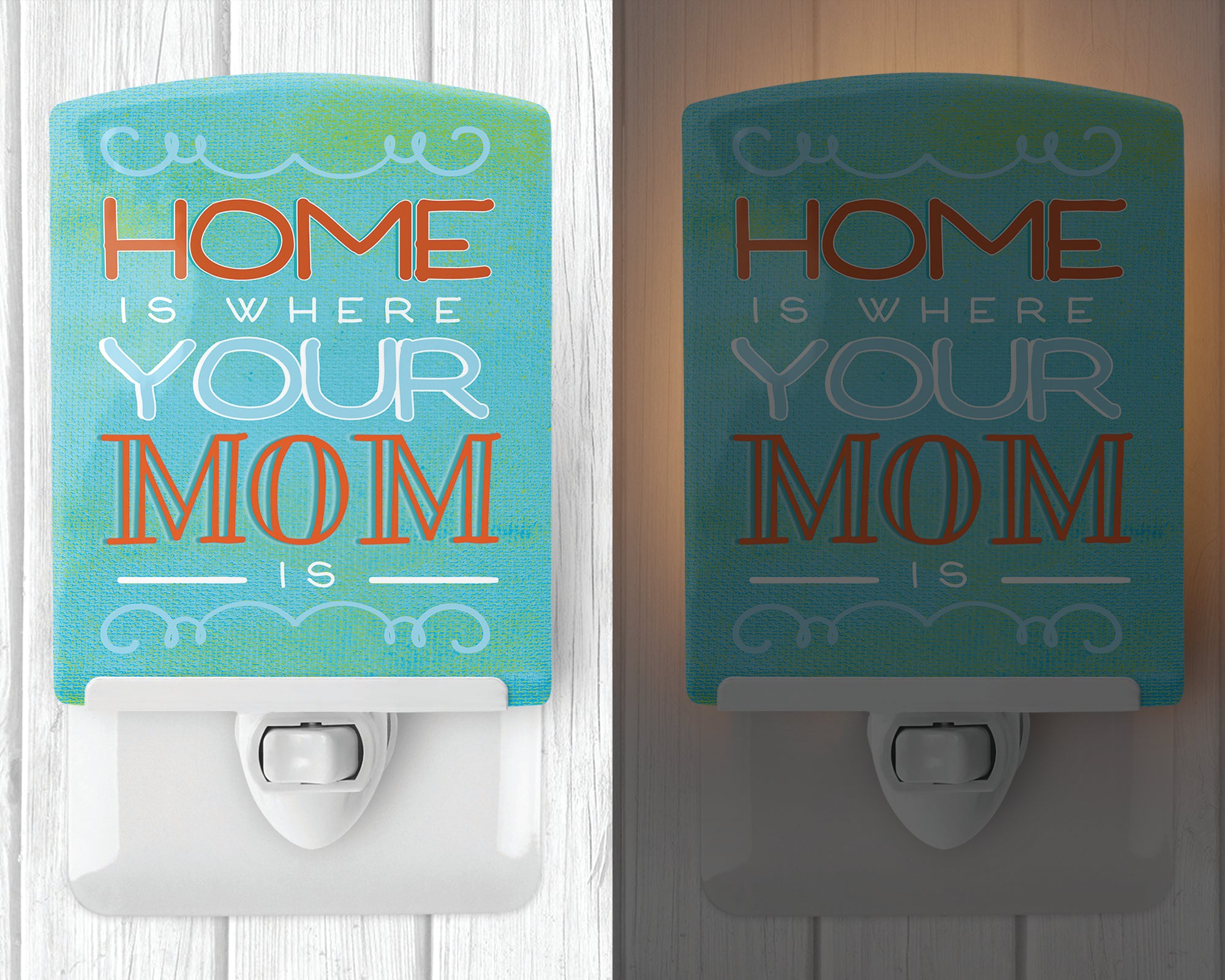 Home is Where Mom Is Blue Ceramic Night Light BB5420CNL - the-store.com