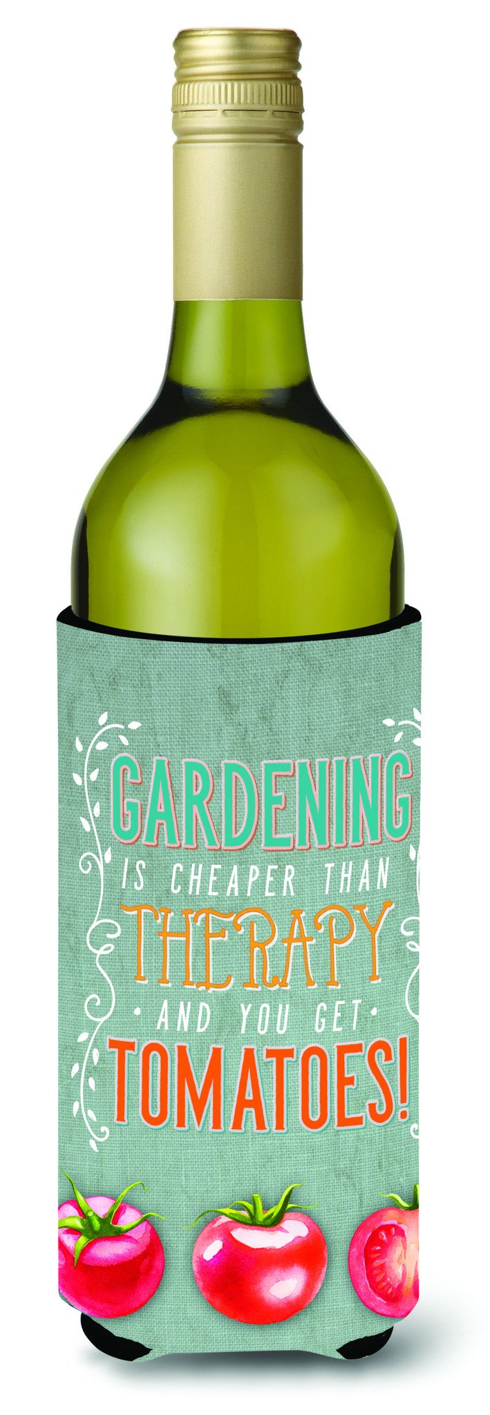 Gardening Therapy and Tomatoes Wine Bottle Beverge Insulator Hugger BB5432LITERK by Caroline&#39;s Treasures