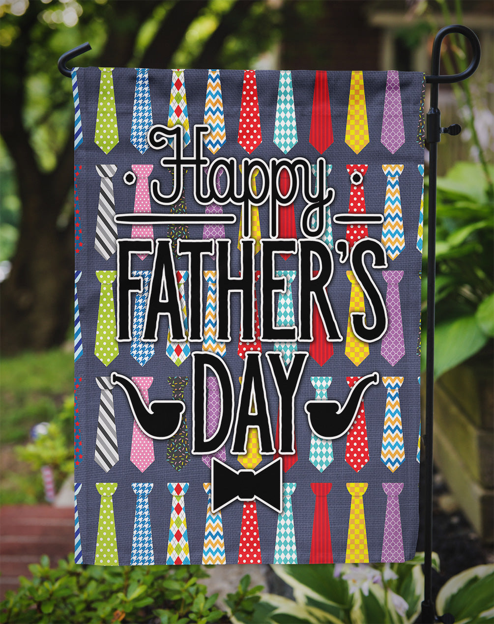 Happy Father's Day Neckties Bright Flag Garden Size BB5438GF