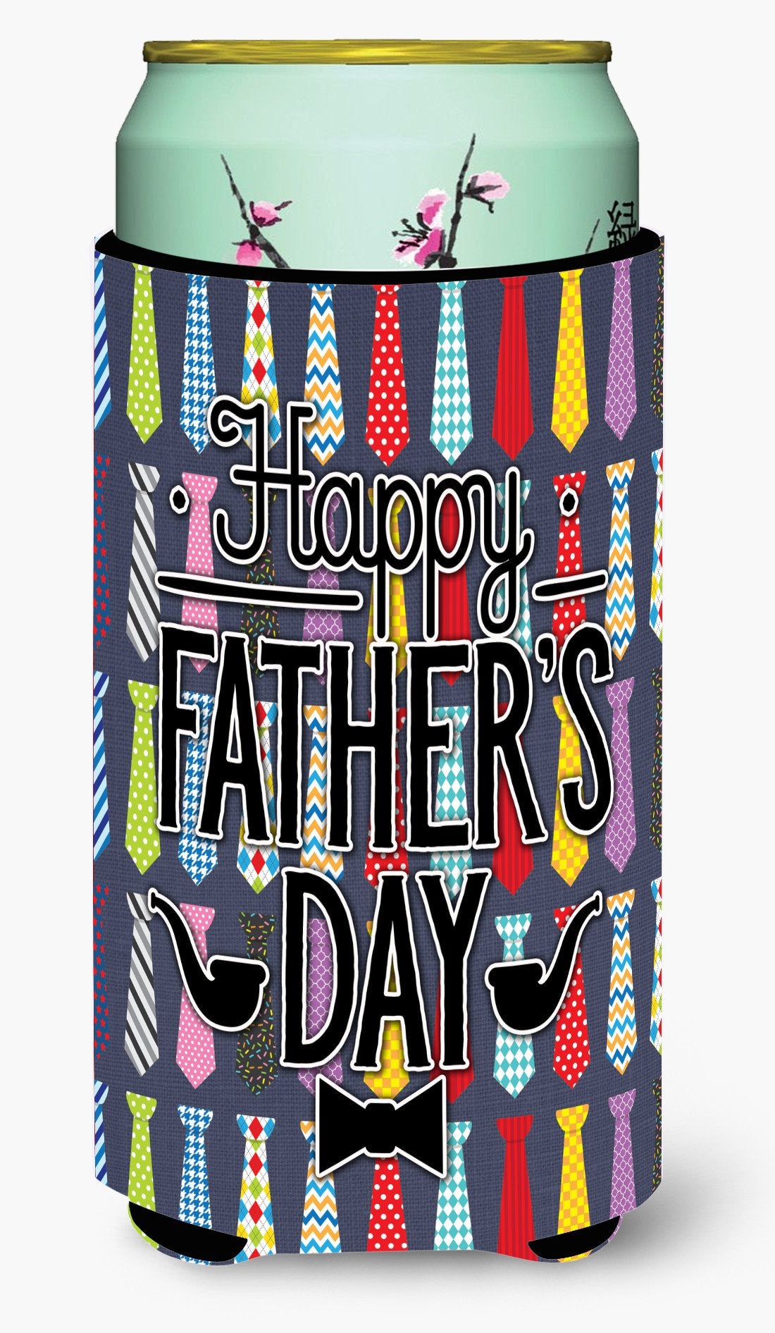 Happy Father&#39;s Day Neckties Bright Tall Boy Beverage Insulator Hugger BB5438TBC by Caroline&#39;s Treasures